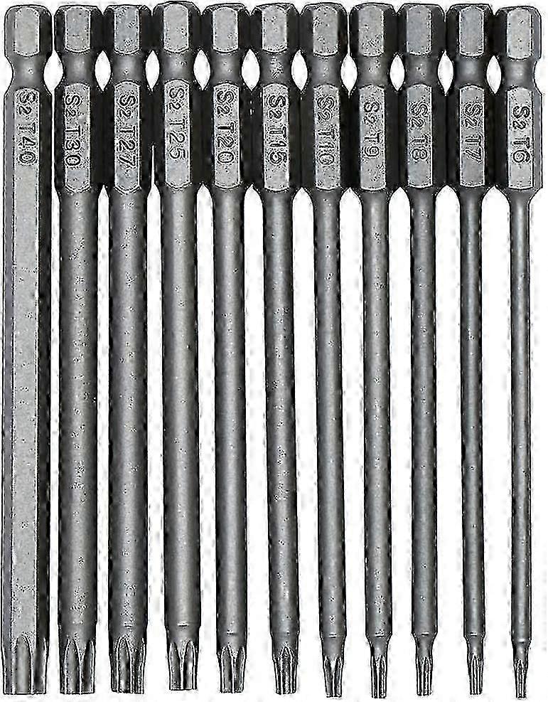 11 Pieces 100mm S2 1/4inch Torx Screwdriver Bits Precision Hex Shank Drill Bit