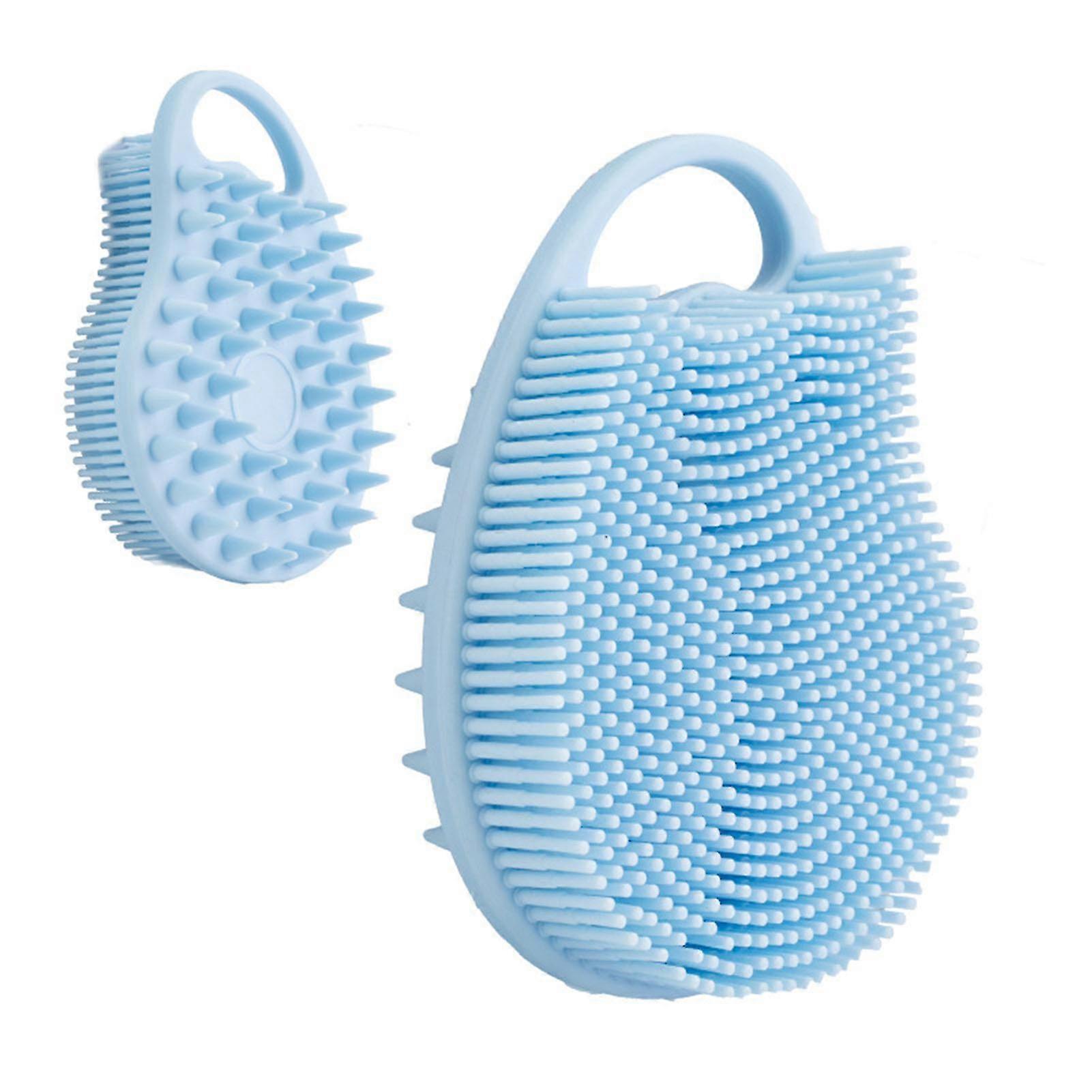 Double-Sided Silicone Shower Brush, Soft Scalp Massager Exfoliating Body Cleaning Shampoo Brush