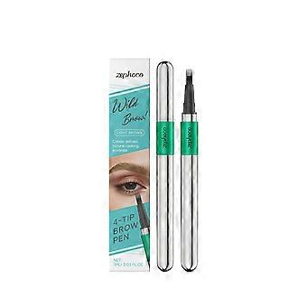 Hellbrauner, 1 ml großer Augenbrauenstift mit vier Zinken, geeignet für den täglichen Gebrauch, langanhaltend und einfach anzuwenden, auch für Anfänger.