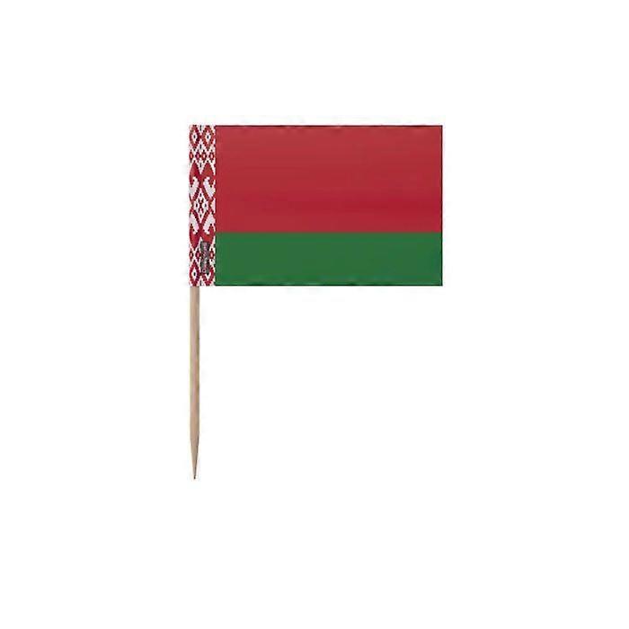 Toothpicks Flag of Belarus - 12 cm - 100 pieces - Adhesive plastic - Bamboo stick - Pixelforma