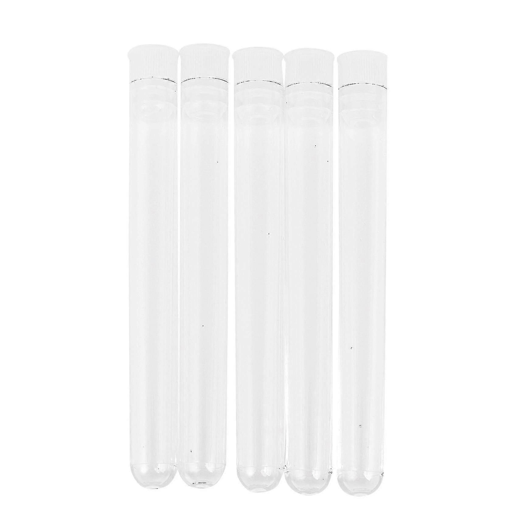 100pcs Clear Plastic Test Tube With Cap 12x100mm U-shaped Bottom Long Transparent Test Tube Lab Sup