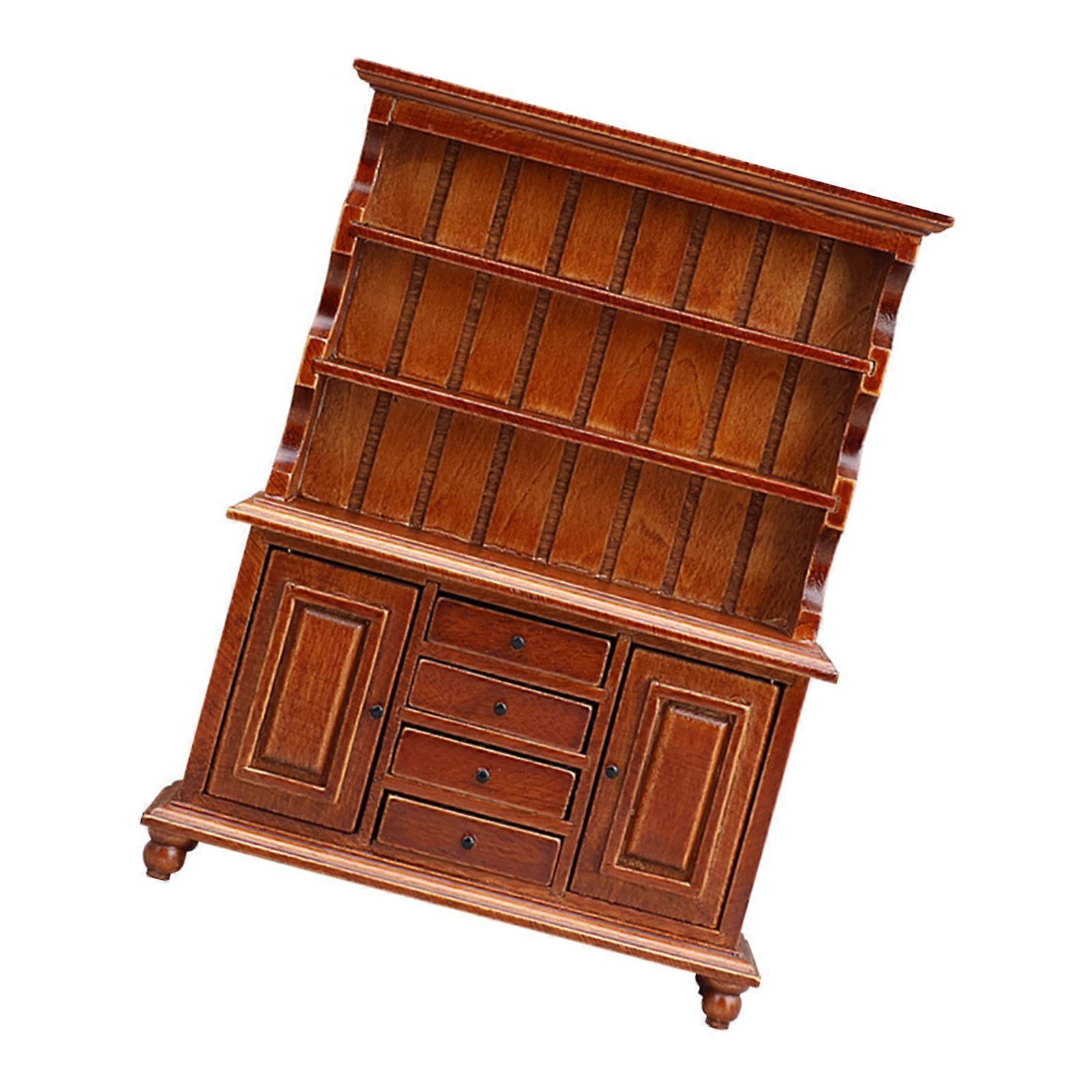 1/12 Scale Wood Miniature Cabinet For Dollhouses With Opening Drawers And Doors for Craft Project Model Scene Display Multicolor