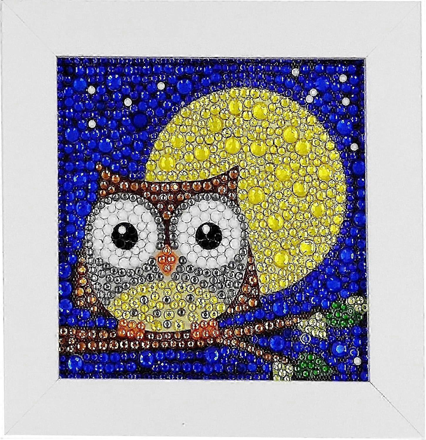 Colorful Sparkling Designs, Owl Theme Diamond Art Kit for Art and Crafts Lovers, Full Drill Paint by Number Sets with Wooden Frame for Safe and 0403