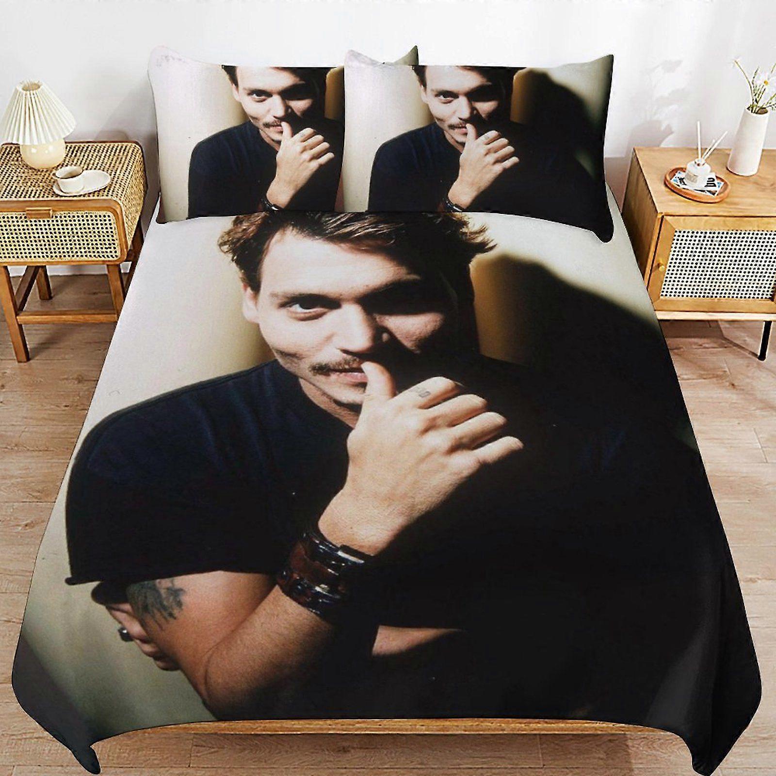 u307 Johnny Depp Daily Sleeping Comfort Smooth Surface Zipper Secure Fit Duvet Cover Sets for Home Use n307