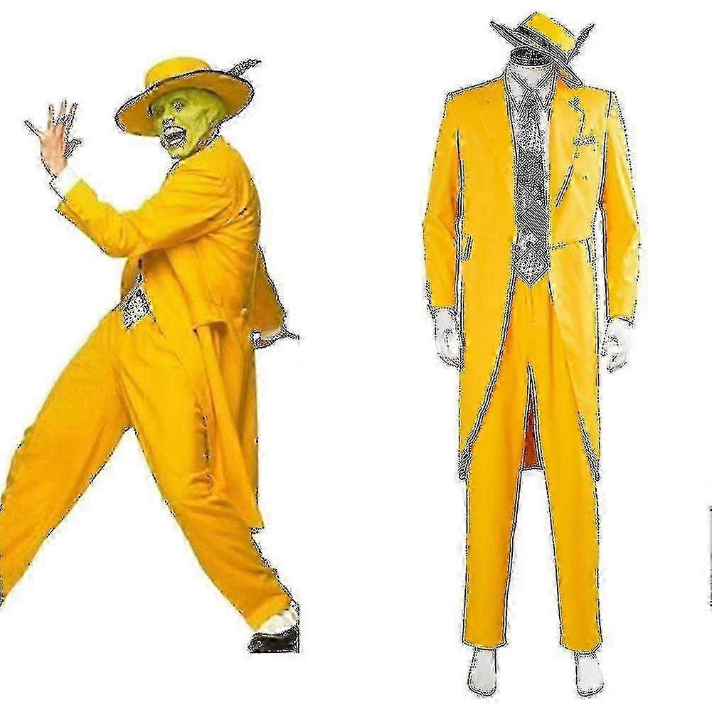 电影&电视面具金凯瑞Cosplay服装套装男女通用成人黄色西装制服服装万圣节狂欢装扮派对