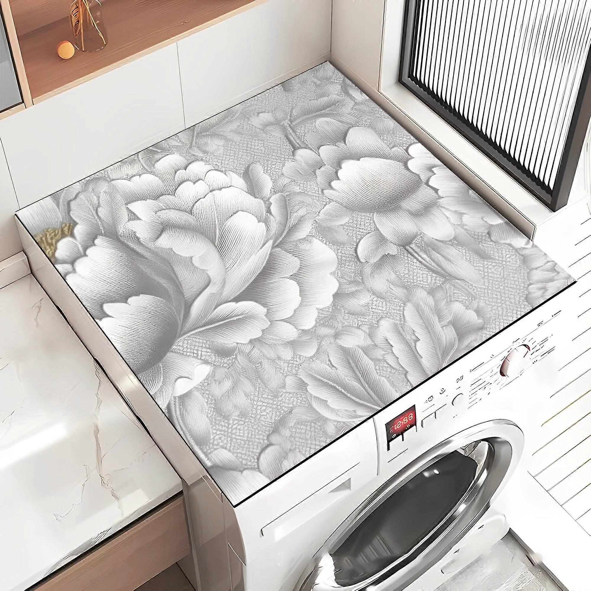 Washer and Dryer  Protector Mat 60x60cm Grey, Diatomaceous Absorbent, 3D Pattern Washing Machine Cover Protector