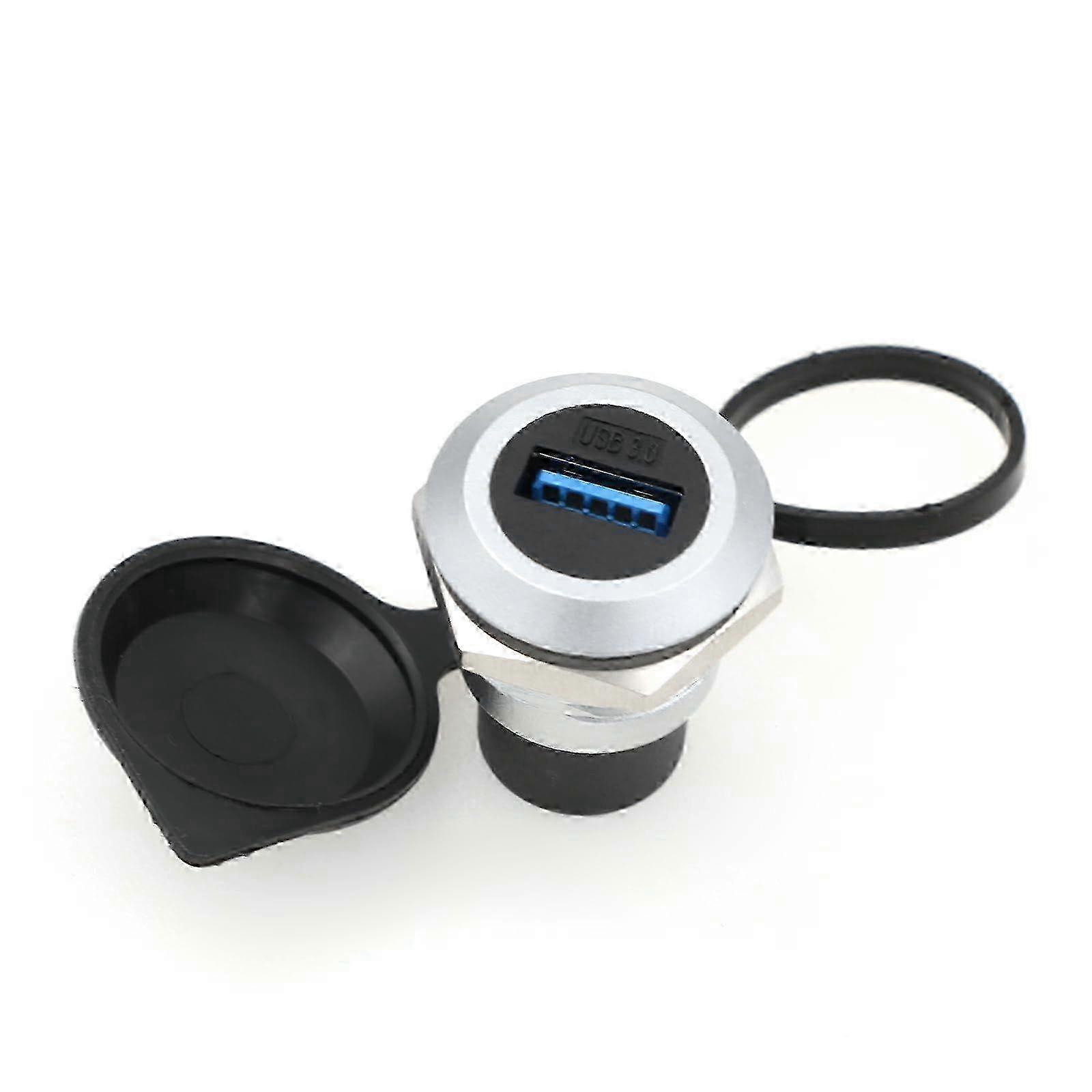 USB 3.0 Panel Mount Connector 2pcs USB Female Socket Round Cable Coupler Pass Through Connector Extension Adapter with Dust Cap