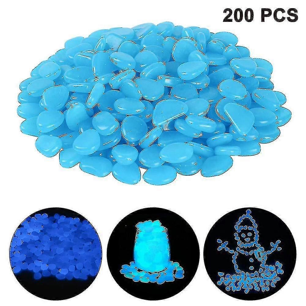 200pcs Plastic Luminous Stone-luminous Stone Light Blue