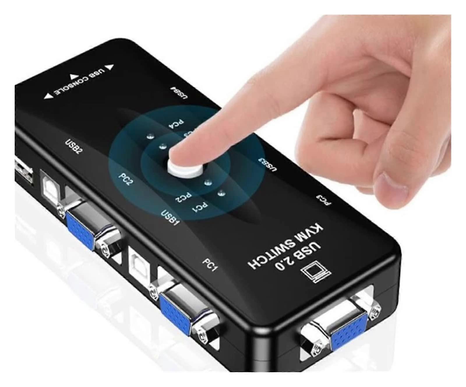 Video Switcher USB 2.0 KVM 4Port VGA Splitter Share Switch Printer Mouse Keyboard Pendrive 1920x1440 VGA Switch Adapter