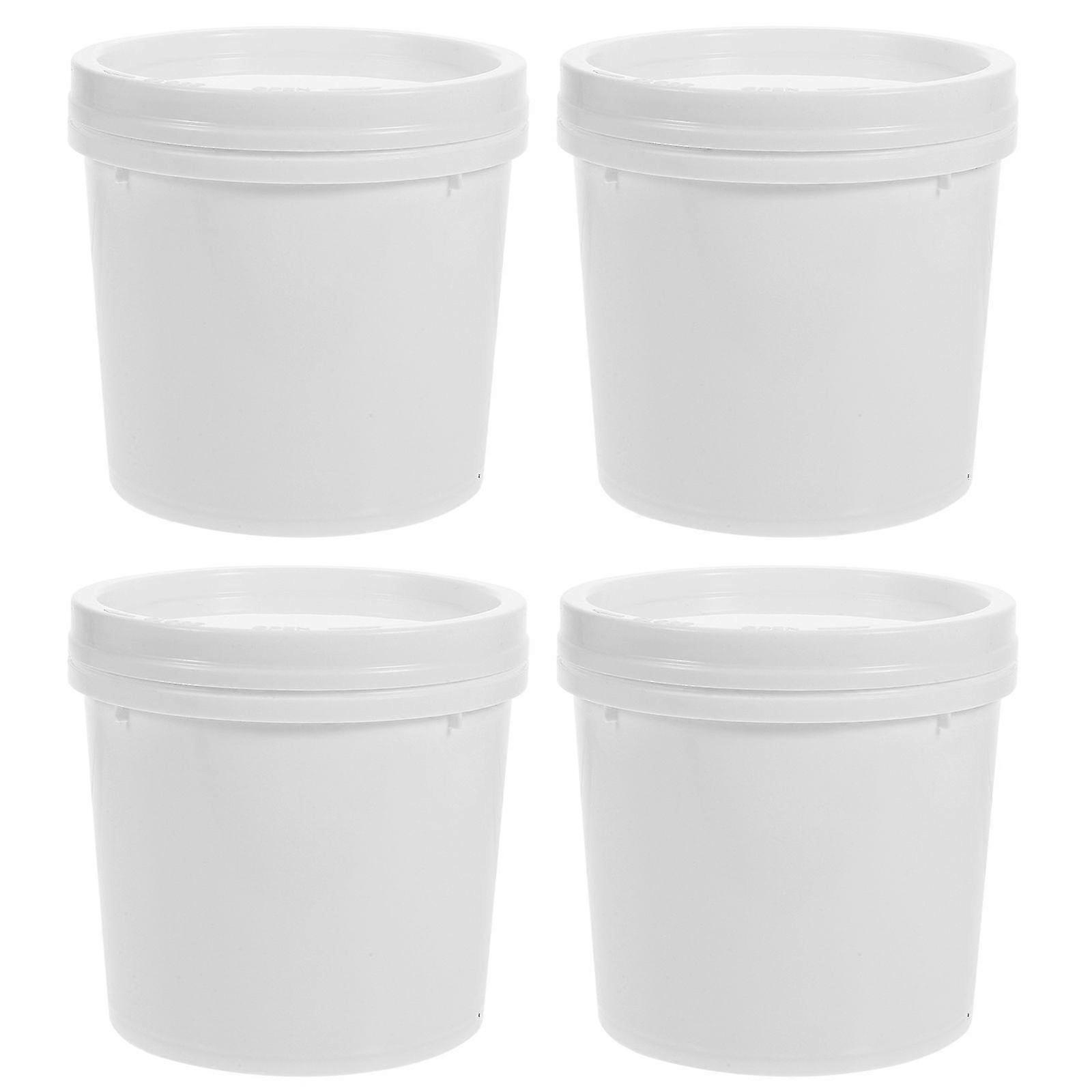 4pcs Bucket With Lid Empty Paint Bucket 1-liter Portable Paint Bucket With Handle12.00X11.70X11.70CMWhite SZRH