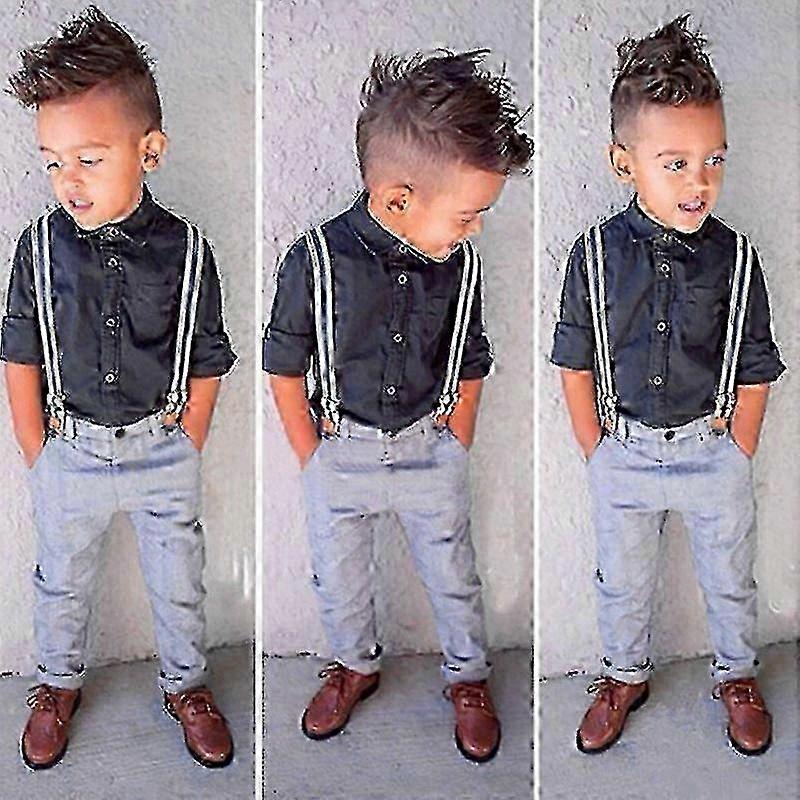 Çocuk Erkek Gentleman Gömlek Üst + Askı Uzun Pantolon Suit Resmi Takım