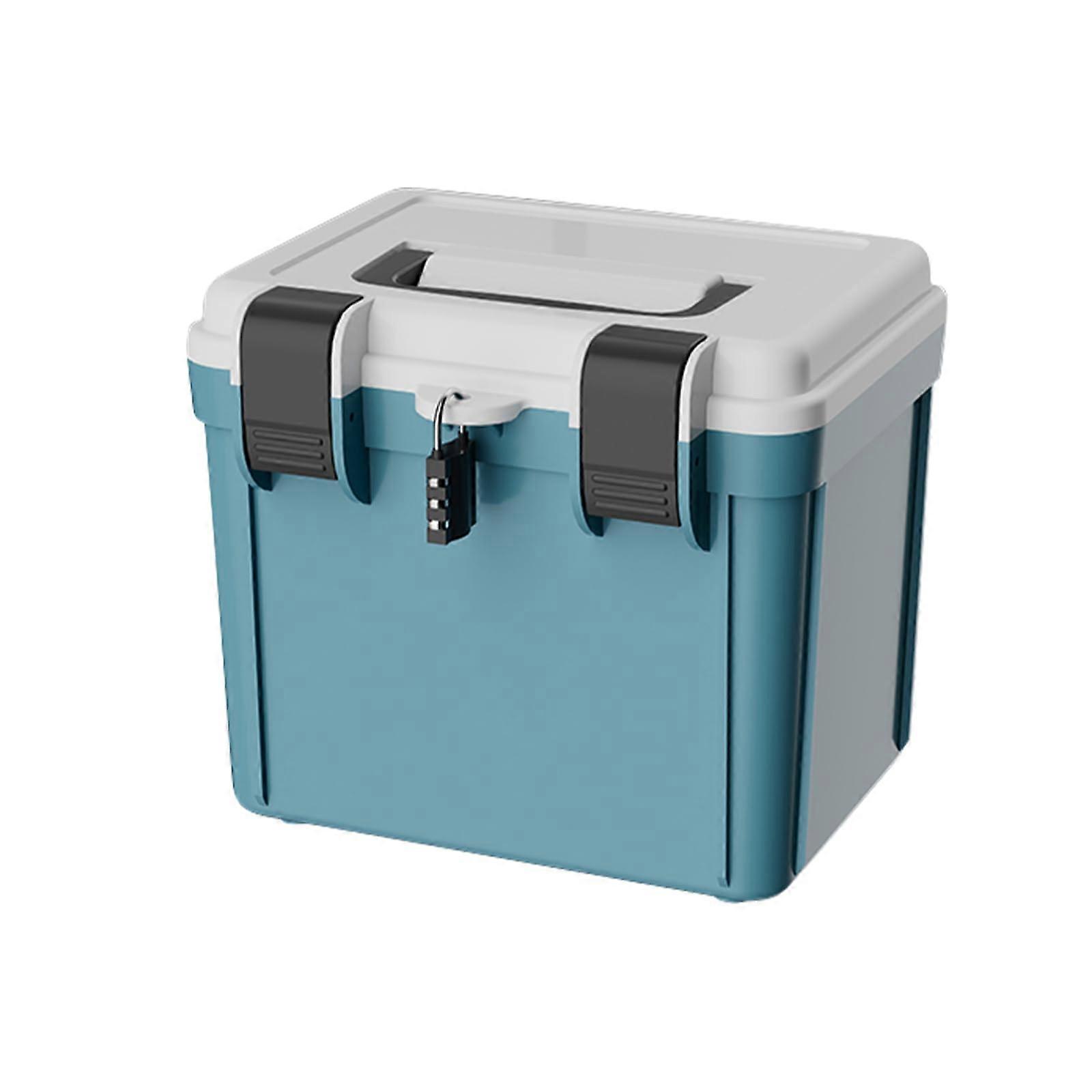 2 Layer Capacity Locking Box Lockable Medication Box Blue Handle Childproof Medicine Organizer First Aid Storage Case