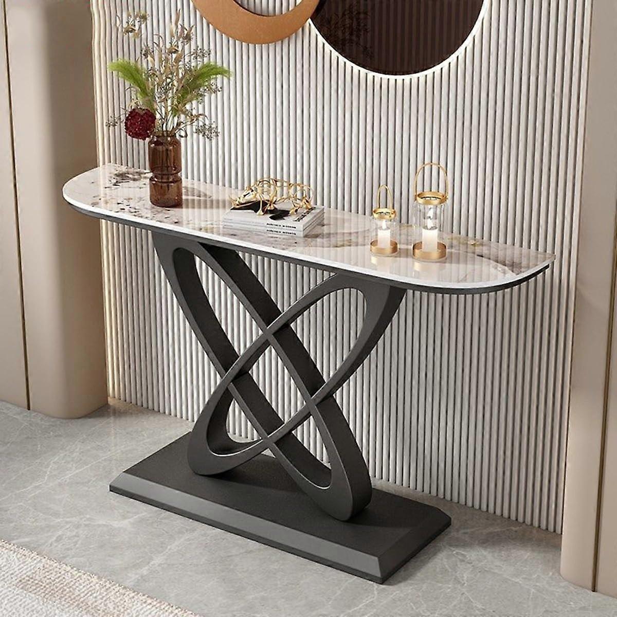 Console Table with Modern Metal Base for Living Room, Entryway, Hallway and Foyer Decor