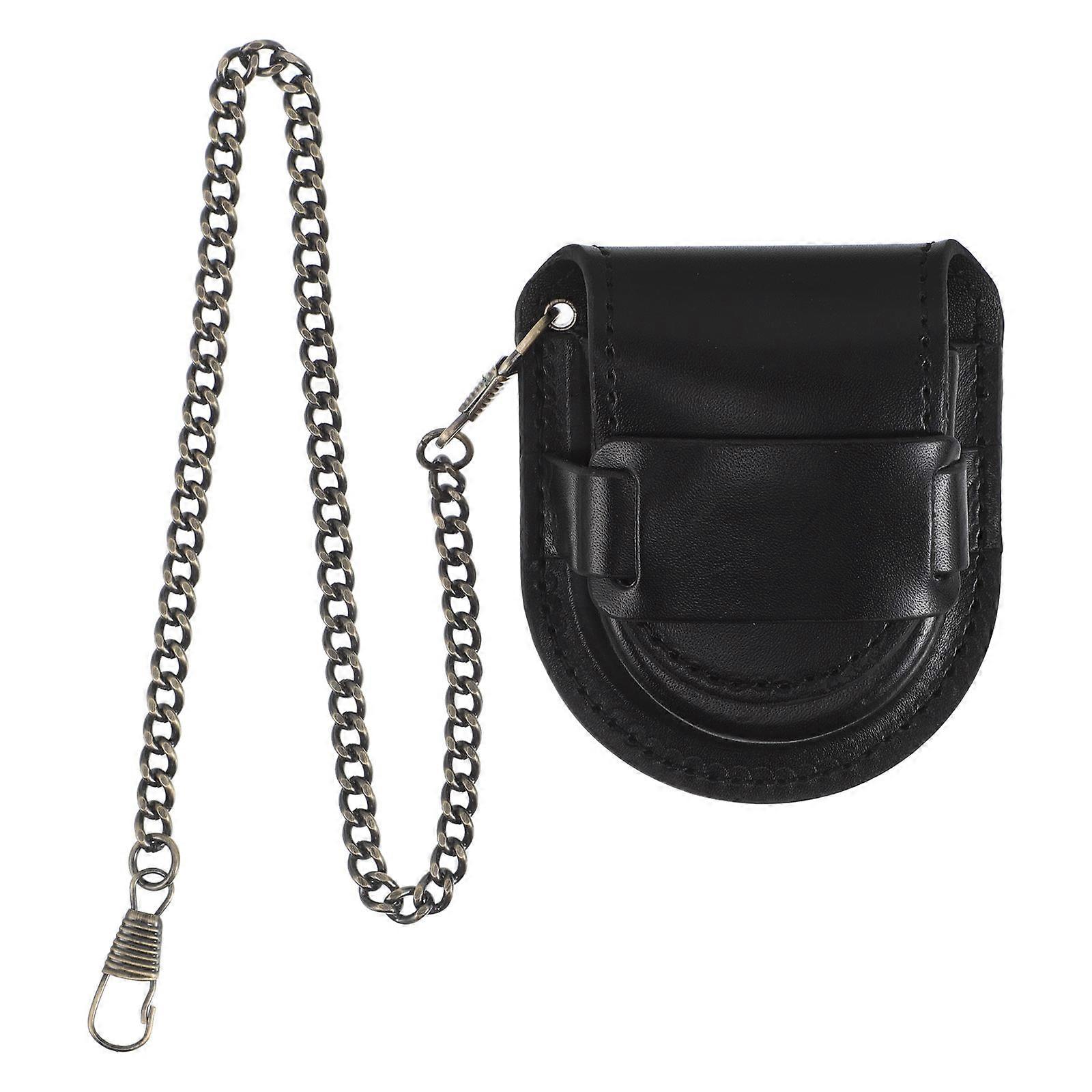 Quartz And Mechanical Watch Carrier With Chain For Formal And Casual Occasions Black PU Case With Scratch Resistance 1Pack