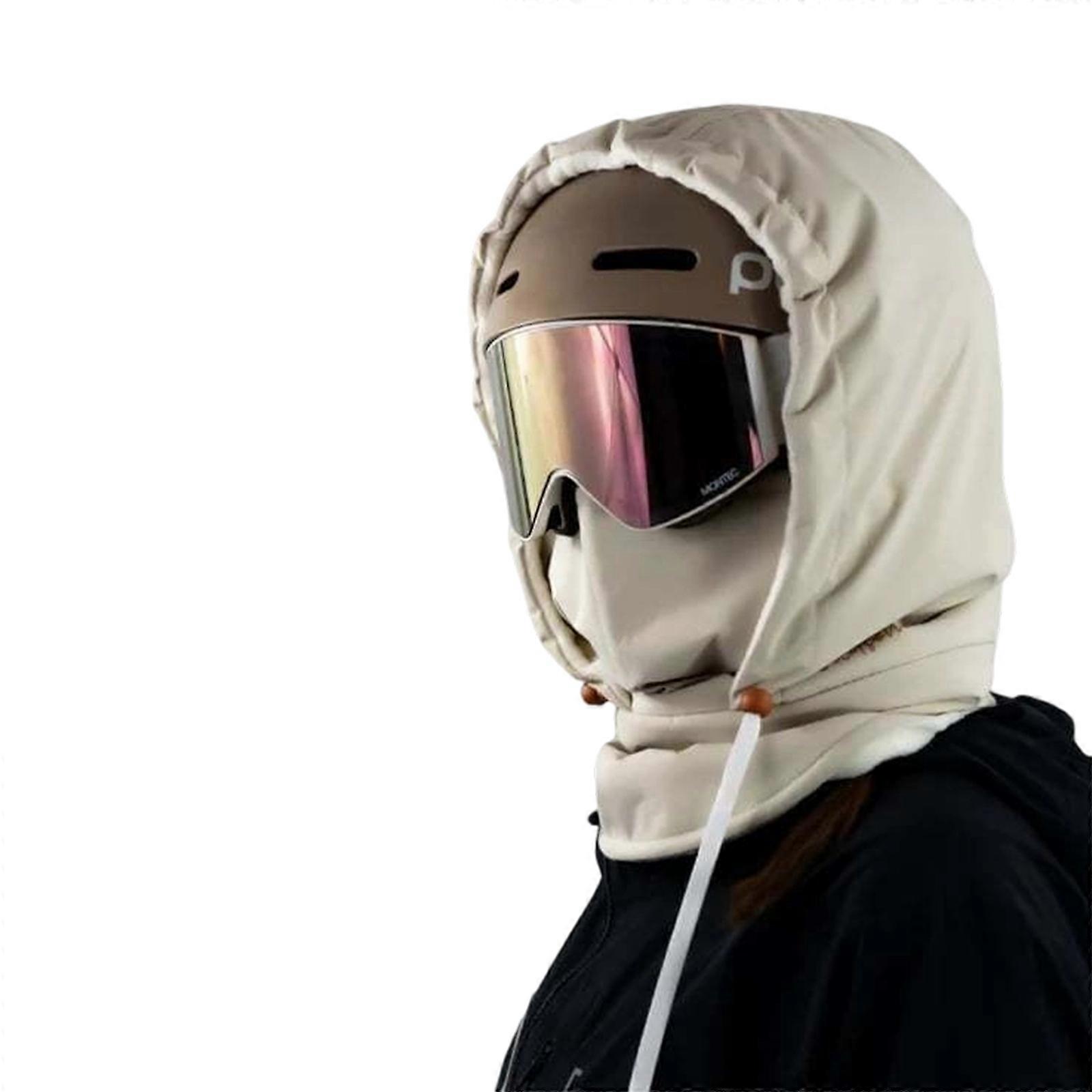 Waterproof Fleece-Lined Cold-Weather Wrap, Winter Warm Ski Helmet Cover - Full Coverage, With Drawstring  White