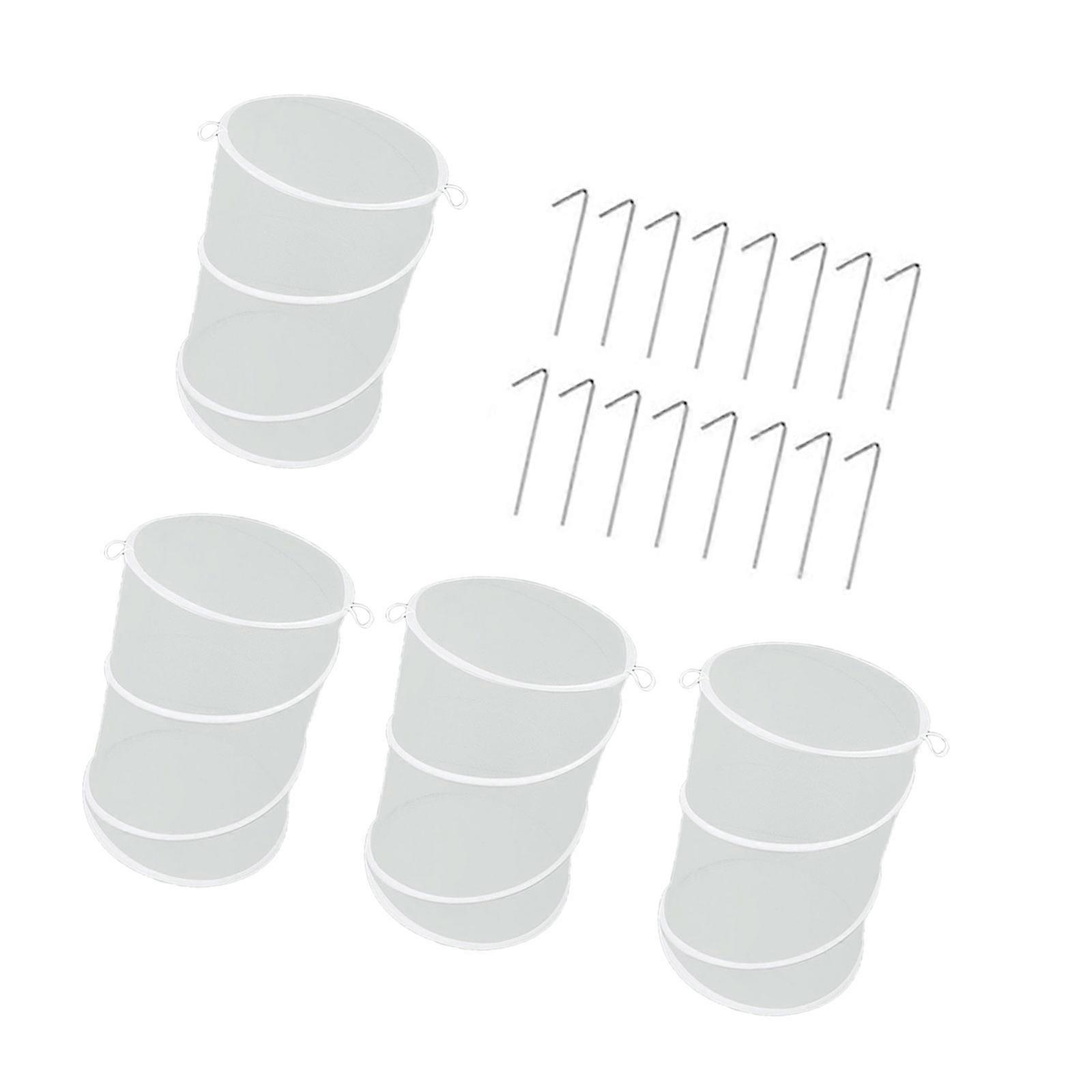 يغطي درع النبات الشبكي 4 قطع مجموعة شبكة حاجز تتضمن 16 حصة تثبيت بيضاء