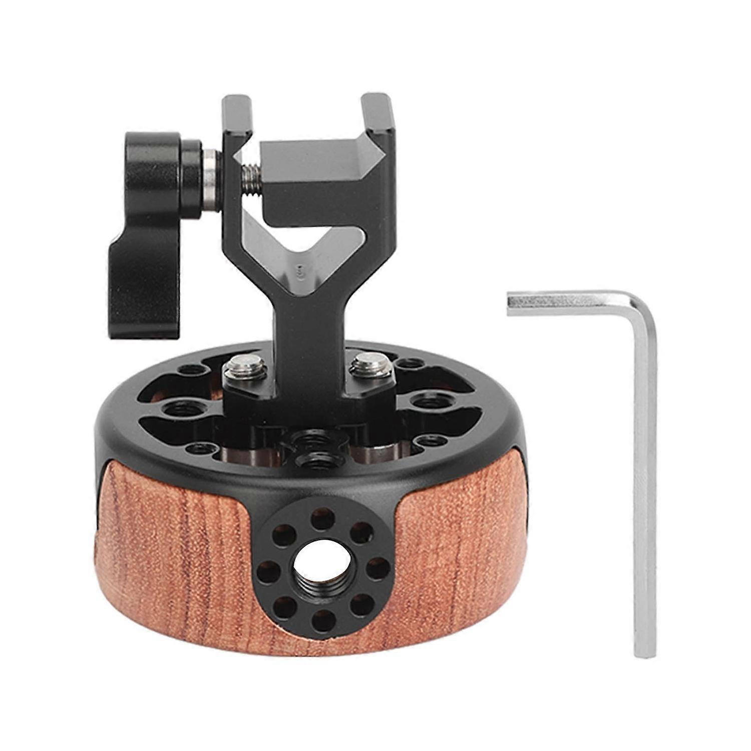 Round Side Camera Handle Handgrip Wooden Quick Release NATO Rail Rod Clamp for SLR Camera Mirrorless