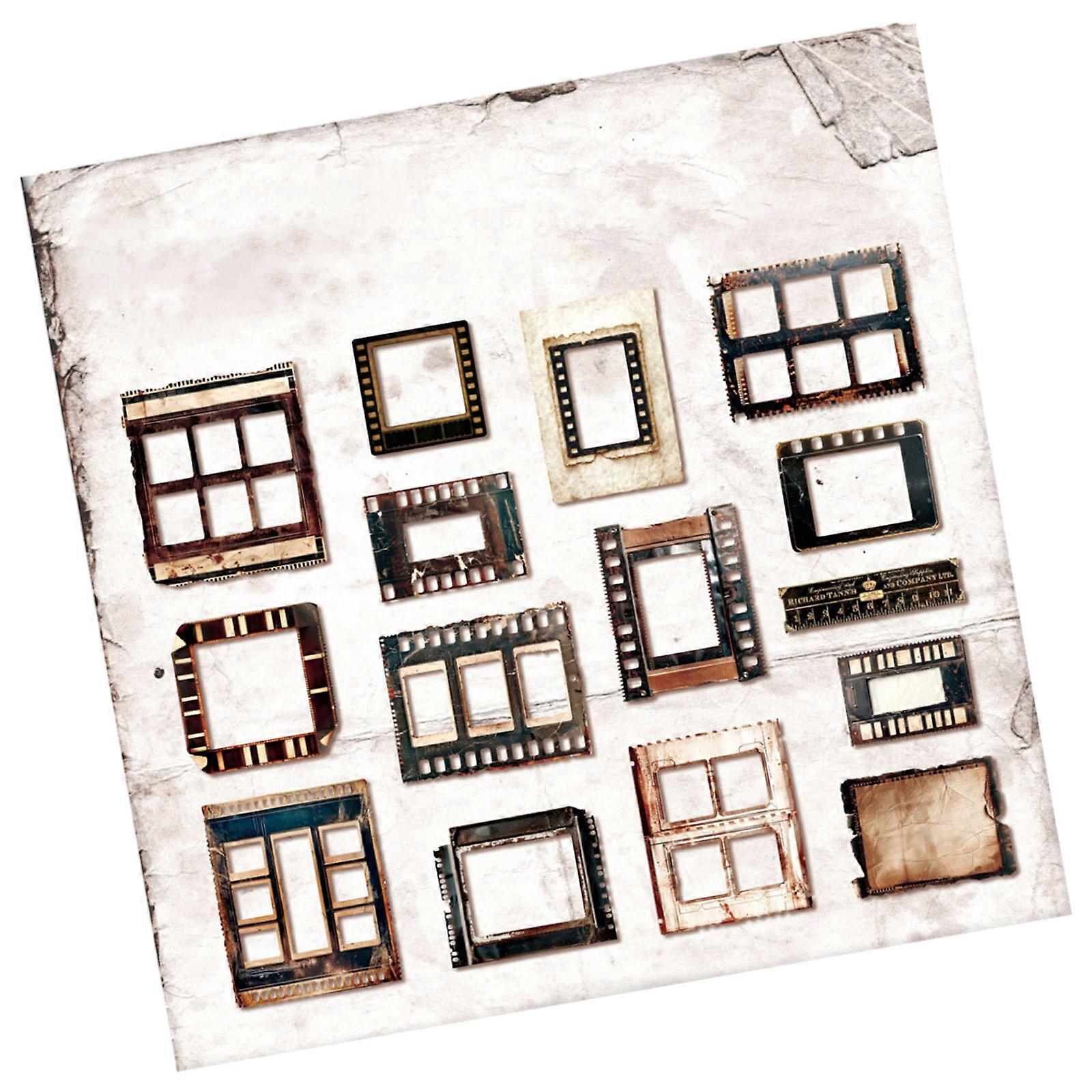 15Sheets Journaling Sticker Retro Burnished Edges Decorative Sticker For Journal Notebook Decoration Creative Project Multicolor