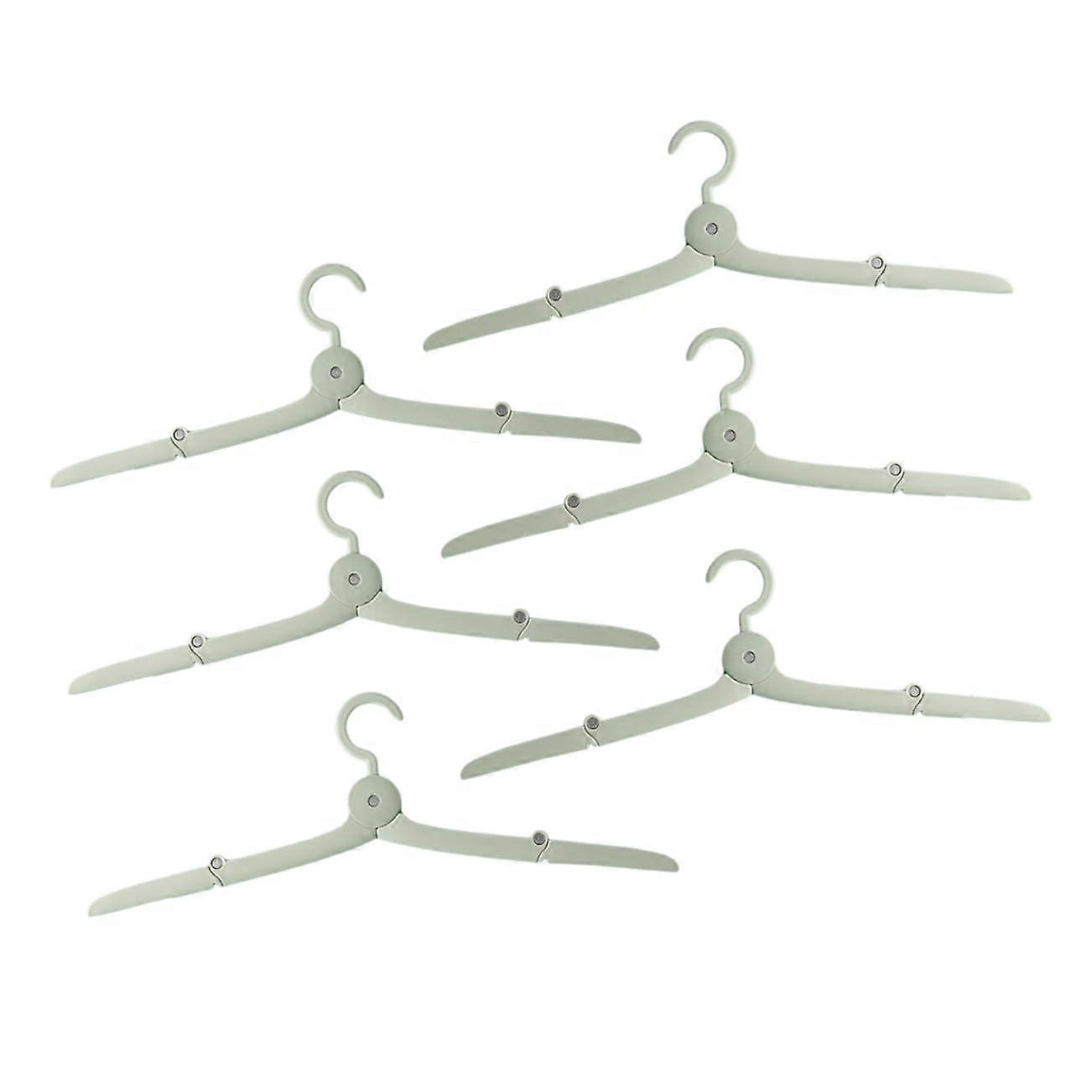 6pcs Travel Folding Hangers SpaceSaving Clamp Design for Camping Business Trips Light Green 40x10cm