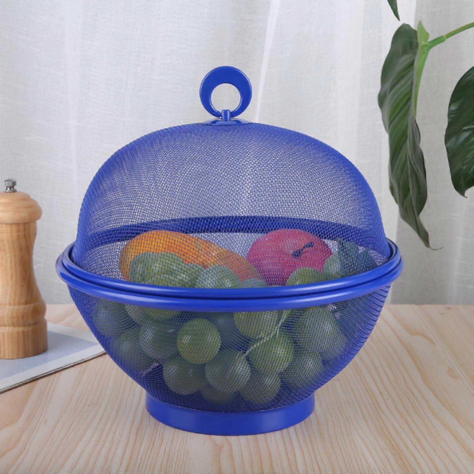 Xubond Kitchen Essentials, Fruit Basket With Fly Bowl Lid Net Against Strainer, Blue, Strainers And Colanders