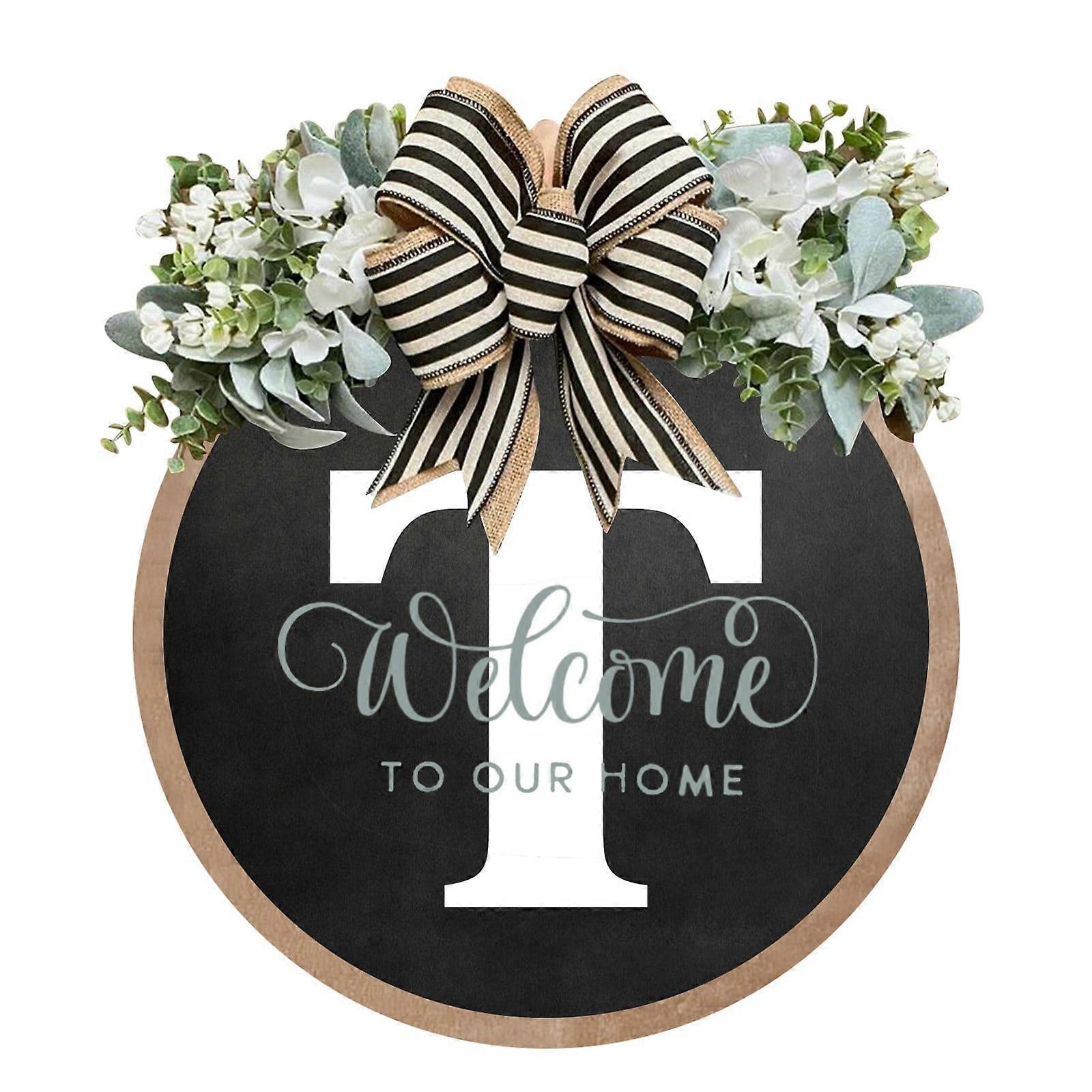 Unique A Z Last Name Year Round Front Door Wreath with Bow 16