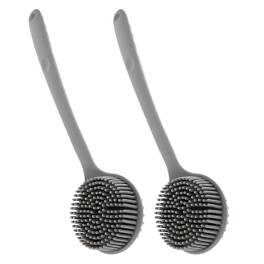 2Pcs Silicone Back Scrubber for Shower with Long Handle for Bath Cleaning