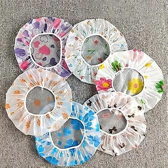 6pcs Adjcomtable Printed Shower Caps, High Quality, Recomable, with Elastic Band, for Women's Spa Salon, Beauty Treatment