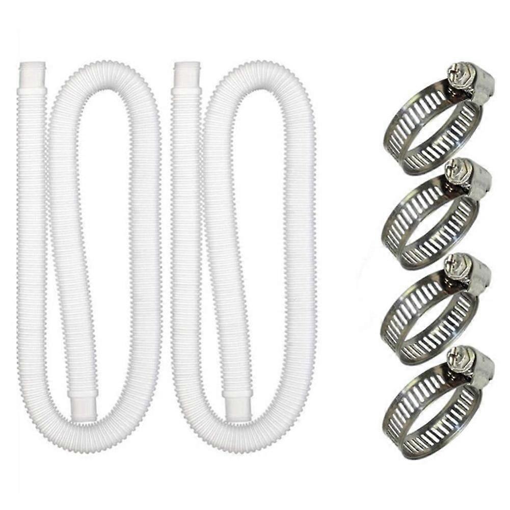 2 PCS Hose Pool Pump Hose 4 PCS Clips Above Ground