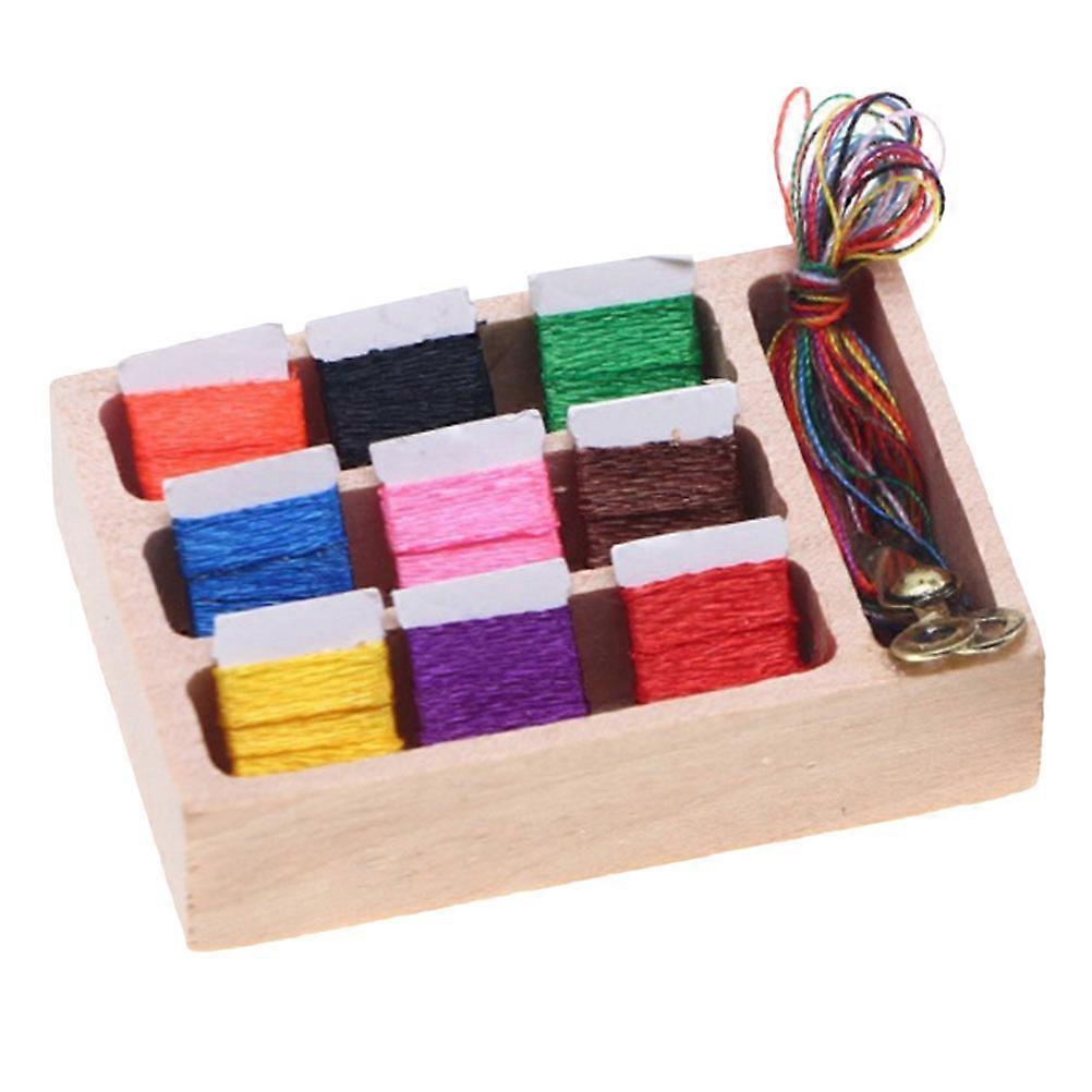 Mini Sewing Box Model for Dollhouse Decoration Miniature Accessory 1Set