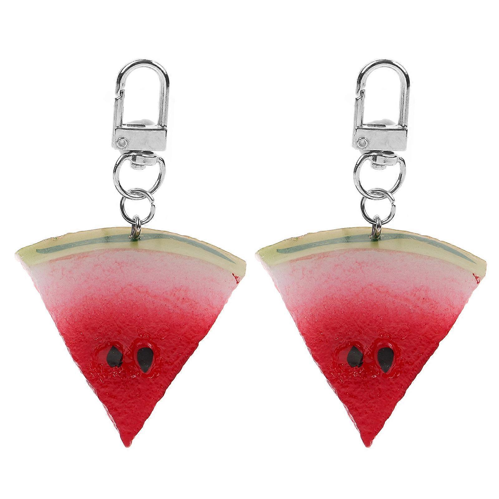 Watermelon Keychain Slice for Decoration 2Pcs Durable PVC Fruit Pendant Charm