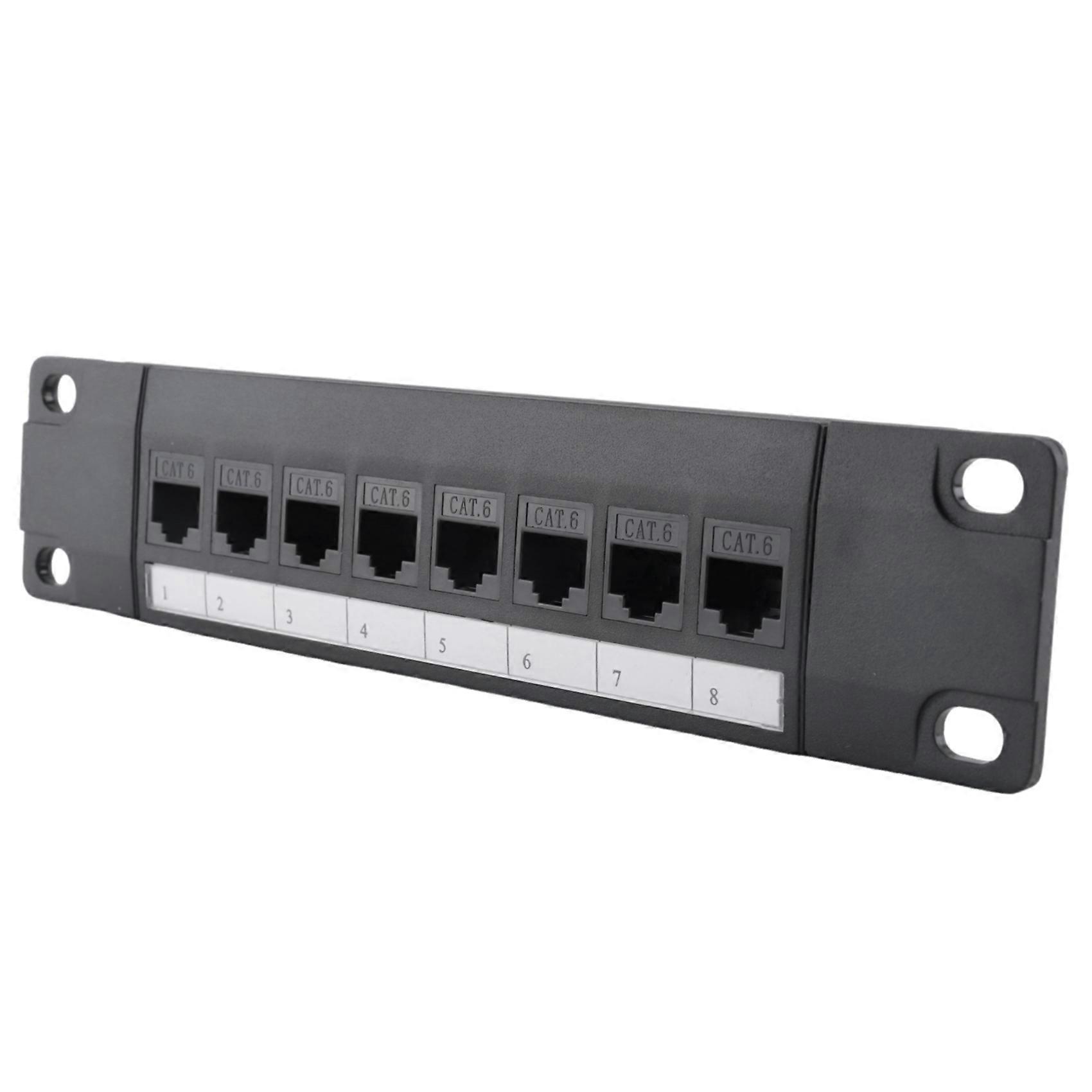 2X 8 Port Straight-Through CAT6 Patch Panel RJ45 Network Cable Adapter Jack Ethernet Distribution Frame