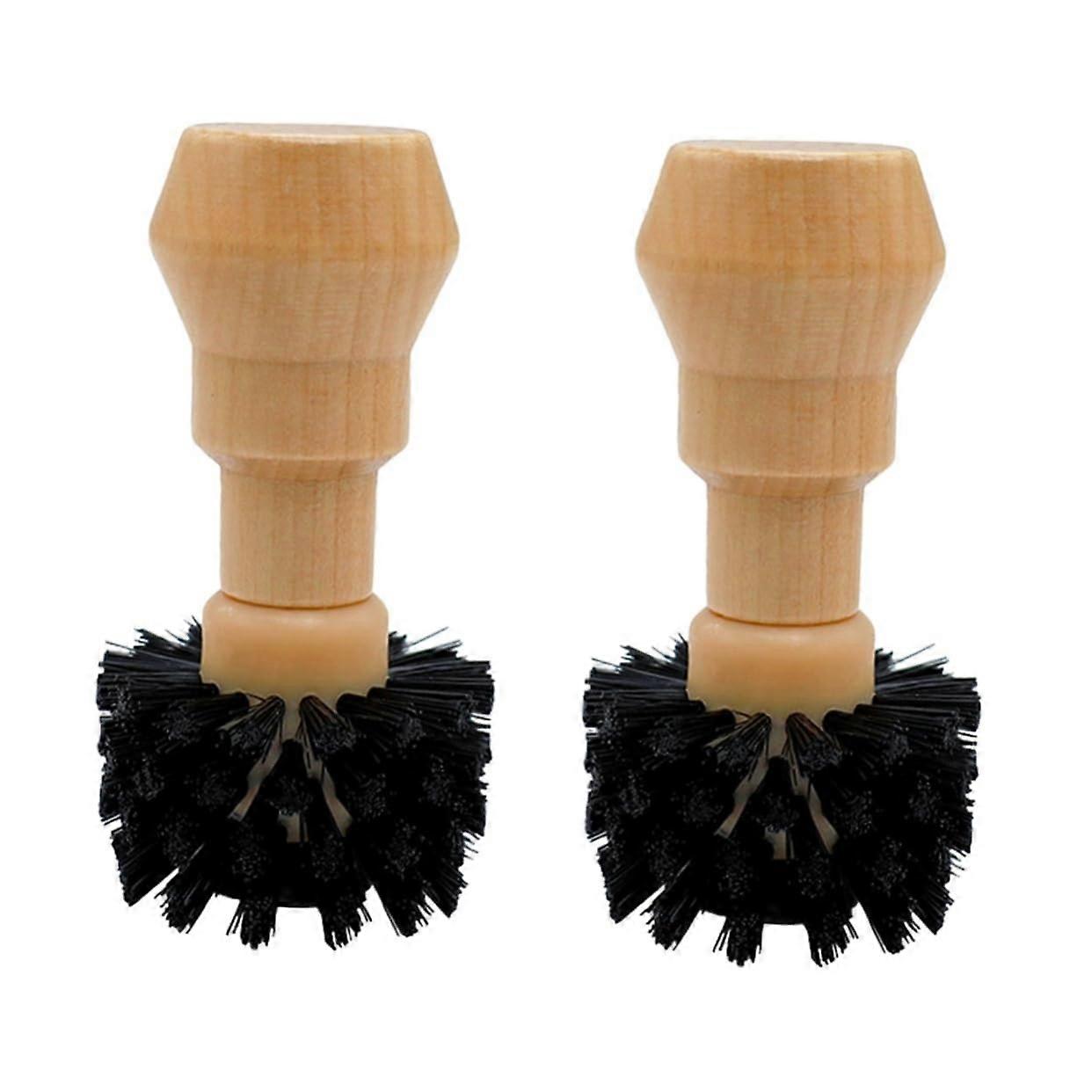 2pcs Espresso Machine Cleaning Brush with Wood Handle for Coffee Grinder Gentle Surface Protection