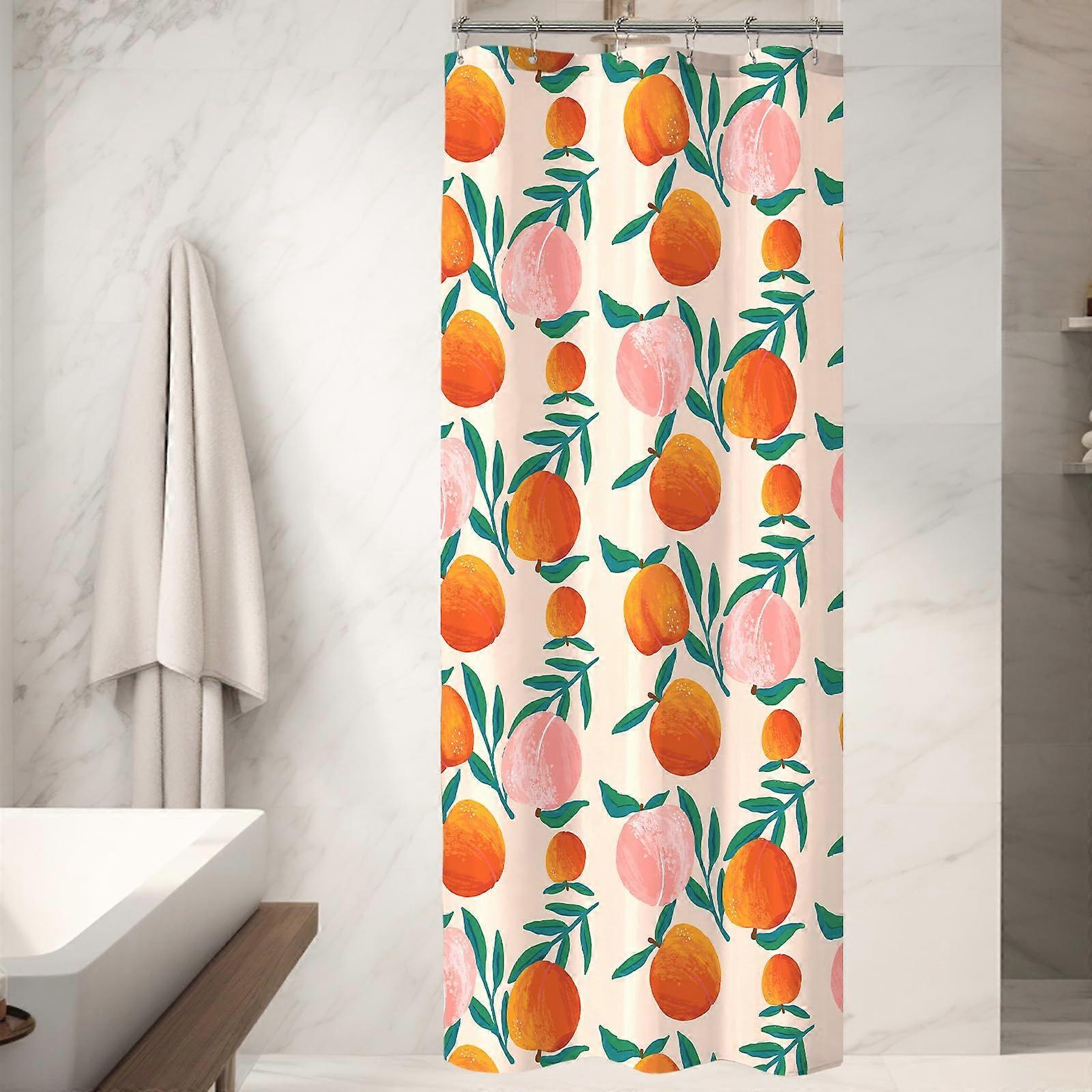 Fruit Shower Curtain Waterproof Polyester with Cartoon Peach Pattern 36x72 for Small Bathroom