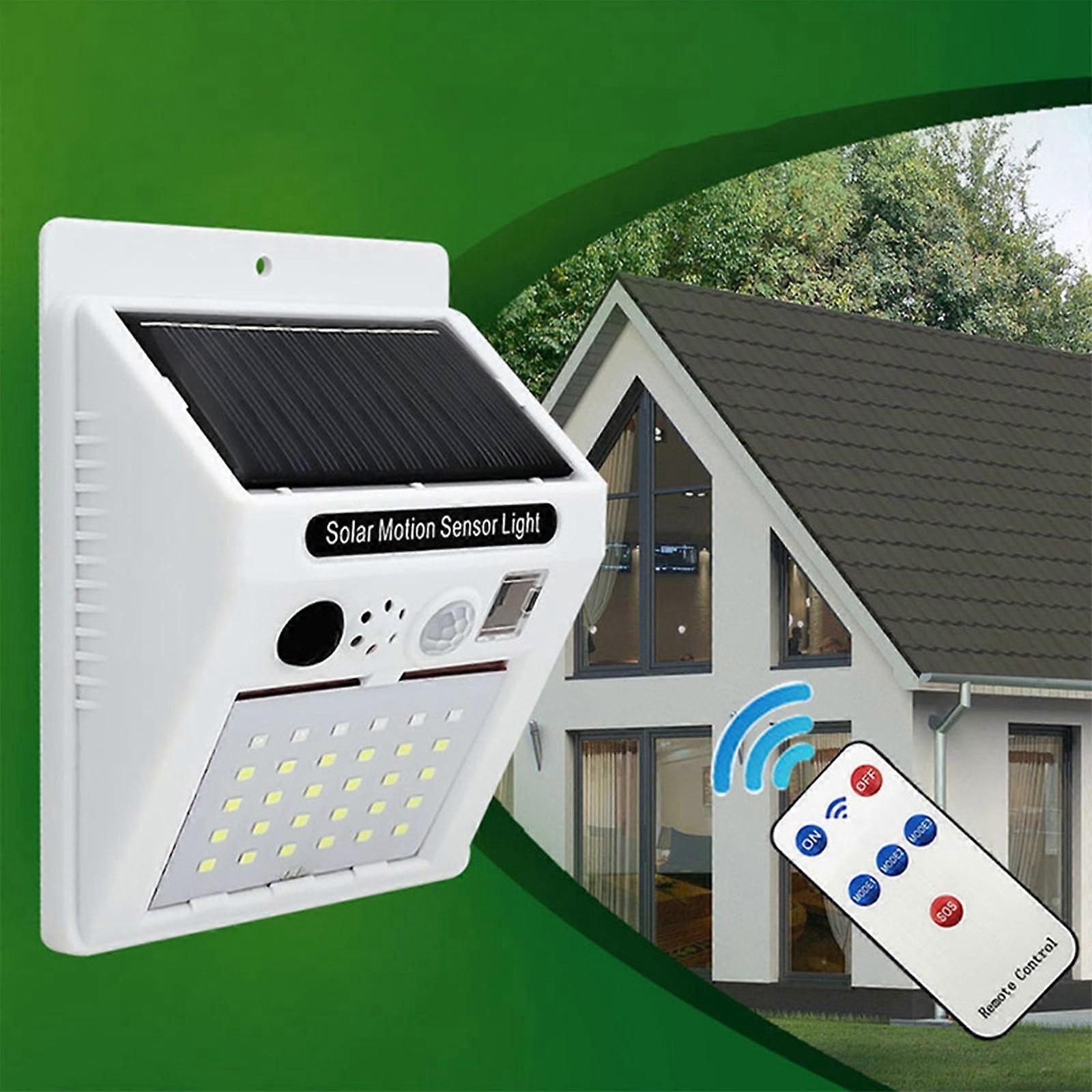 Cevemin Solar Alarm with Motion Detector, Outdoor Anti-Theft Infrared Wireless Sound & Light Alarm, High Volume, 3 Modes
