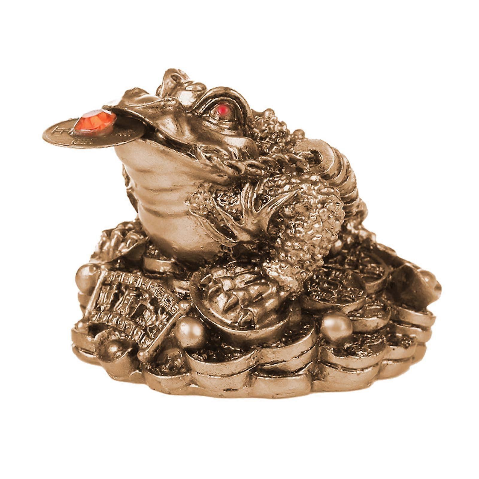 Feng Shui Money Toad Statue with Coin Bronze Set of 2 Attracts Wealth Luck for Home or Office