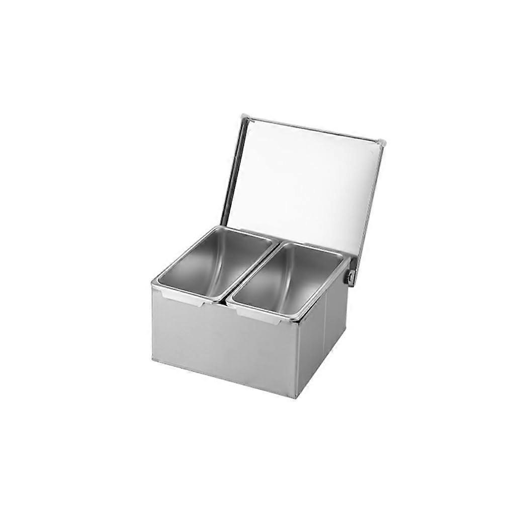 Stainless Steel Spice Rack Seasoning Organizer with Two Compartments, Rustproof NonSlip Base