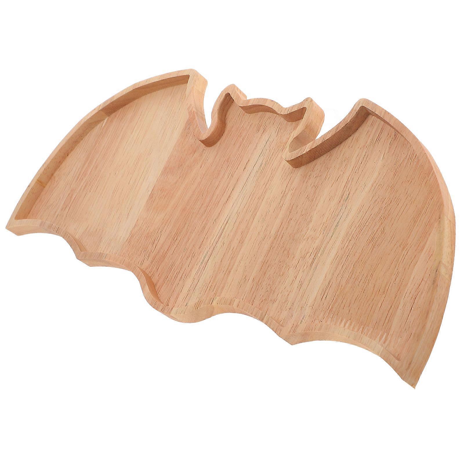 Halloween Serving Dish Bat Shape Wooden Plate for Storage