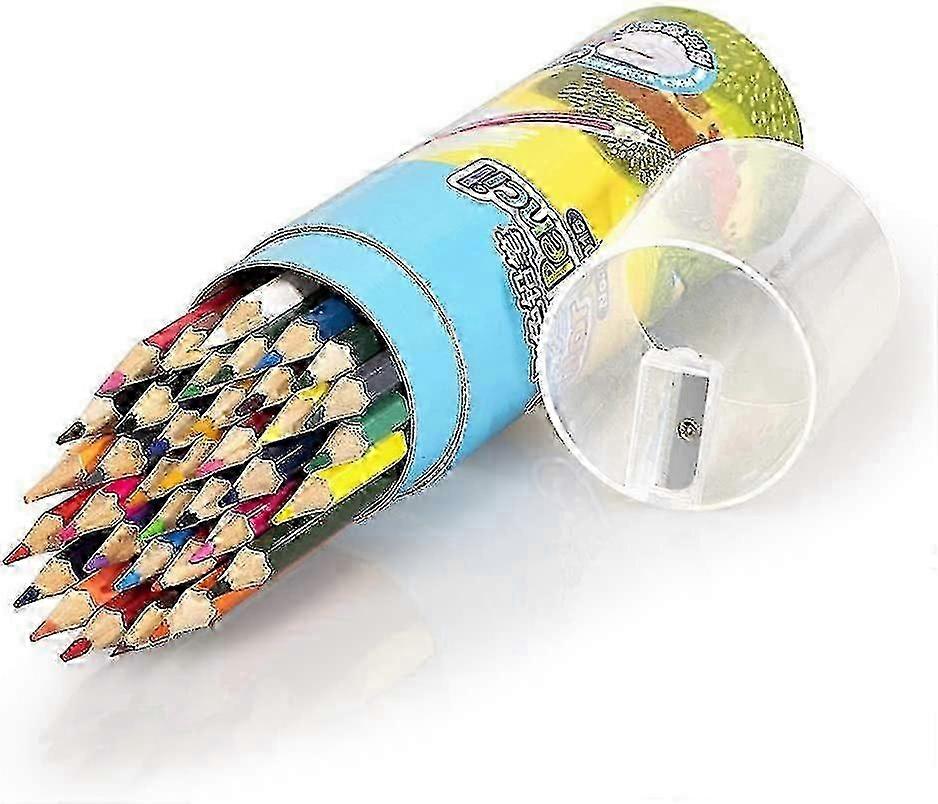 24 Pack Colored Pencils With Built-in Sharpener In Tube Cap, Vibrant Color Resharpened Pencils For School Kids Teachers, Soft Core Art Drawing Pen_ww