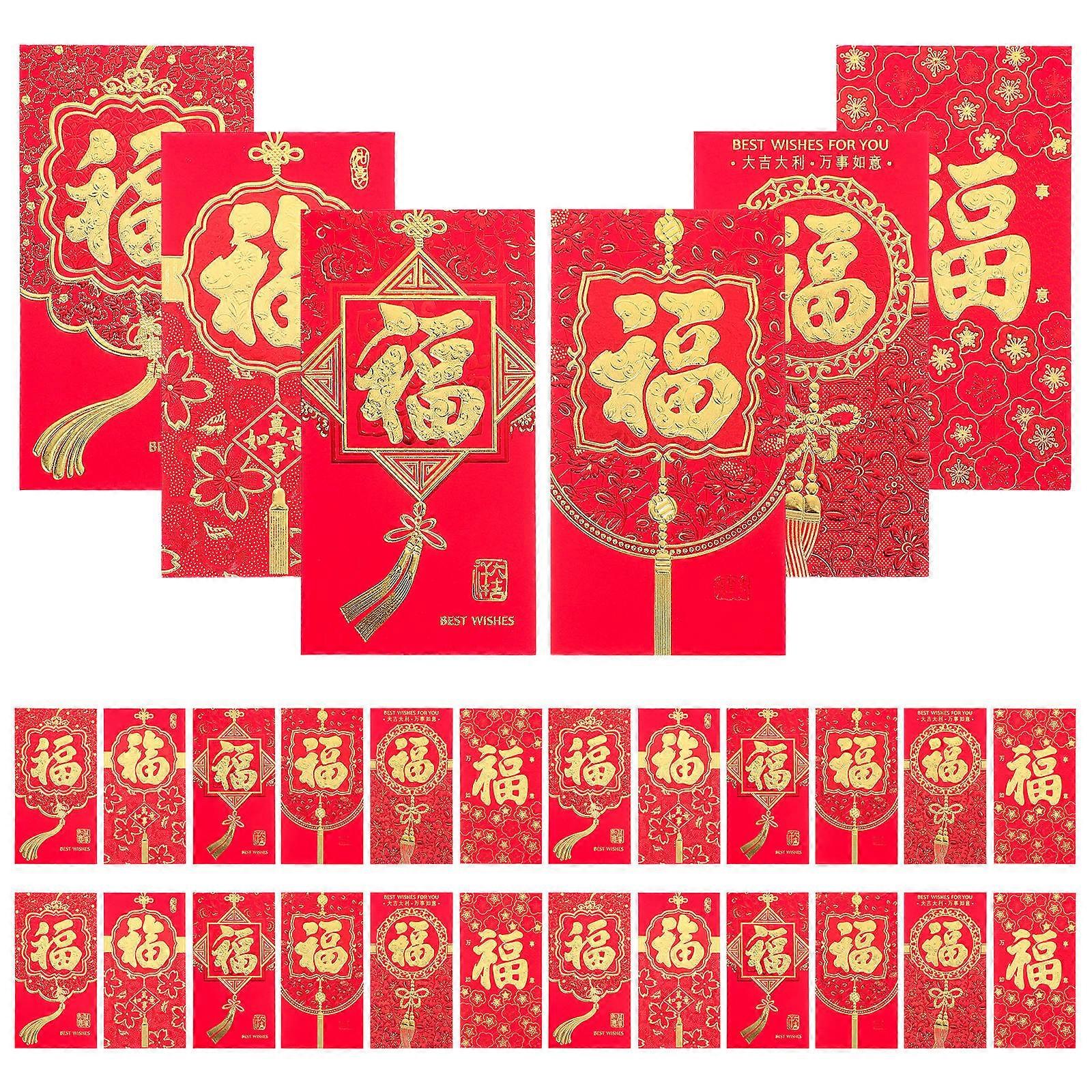 Traditional Red Red Envelopes for Daily Use 36Pcs