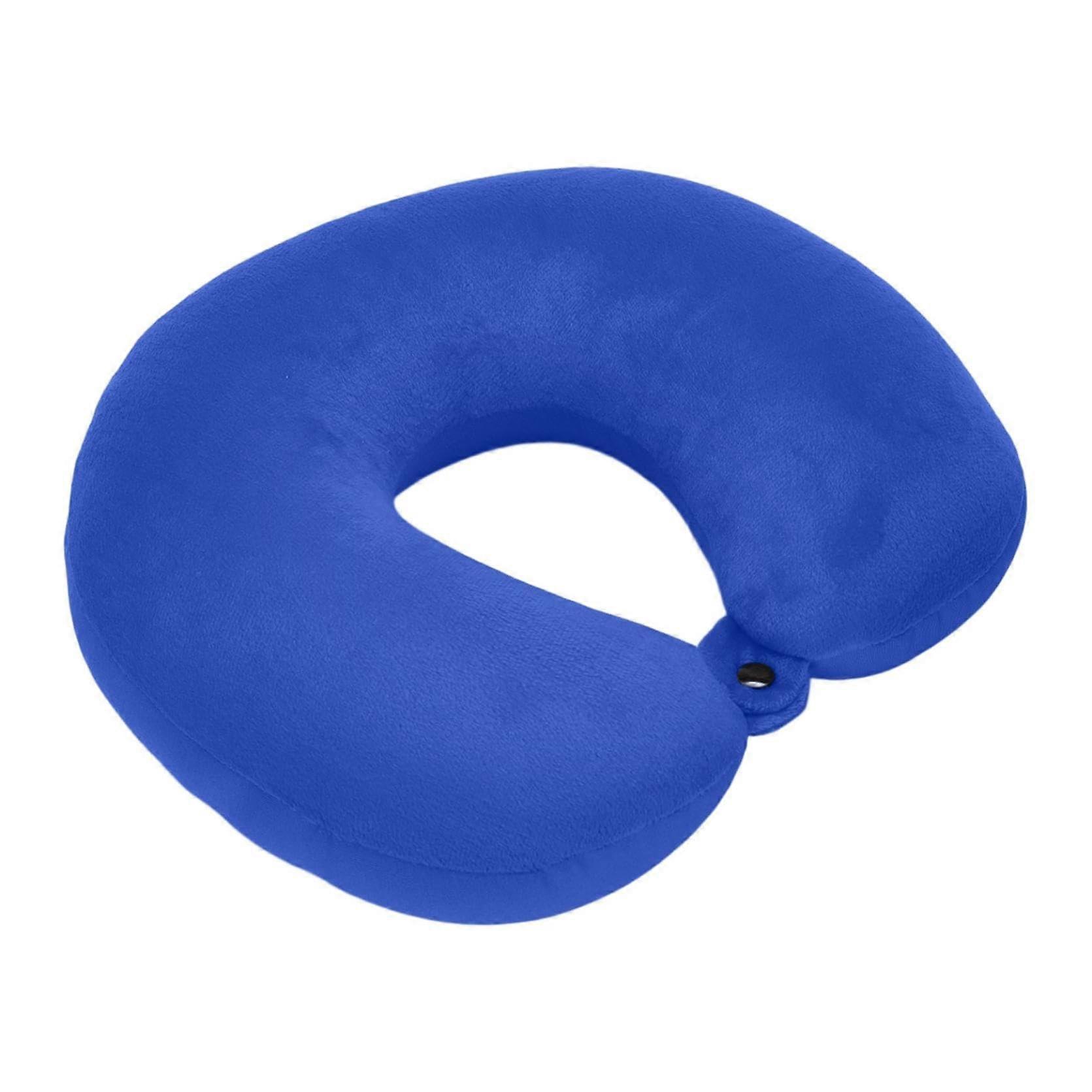 Travel Neck Pillow UShaped Memory Foam with Ergonomic Neck Support for Airplane Long Flights Blue