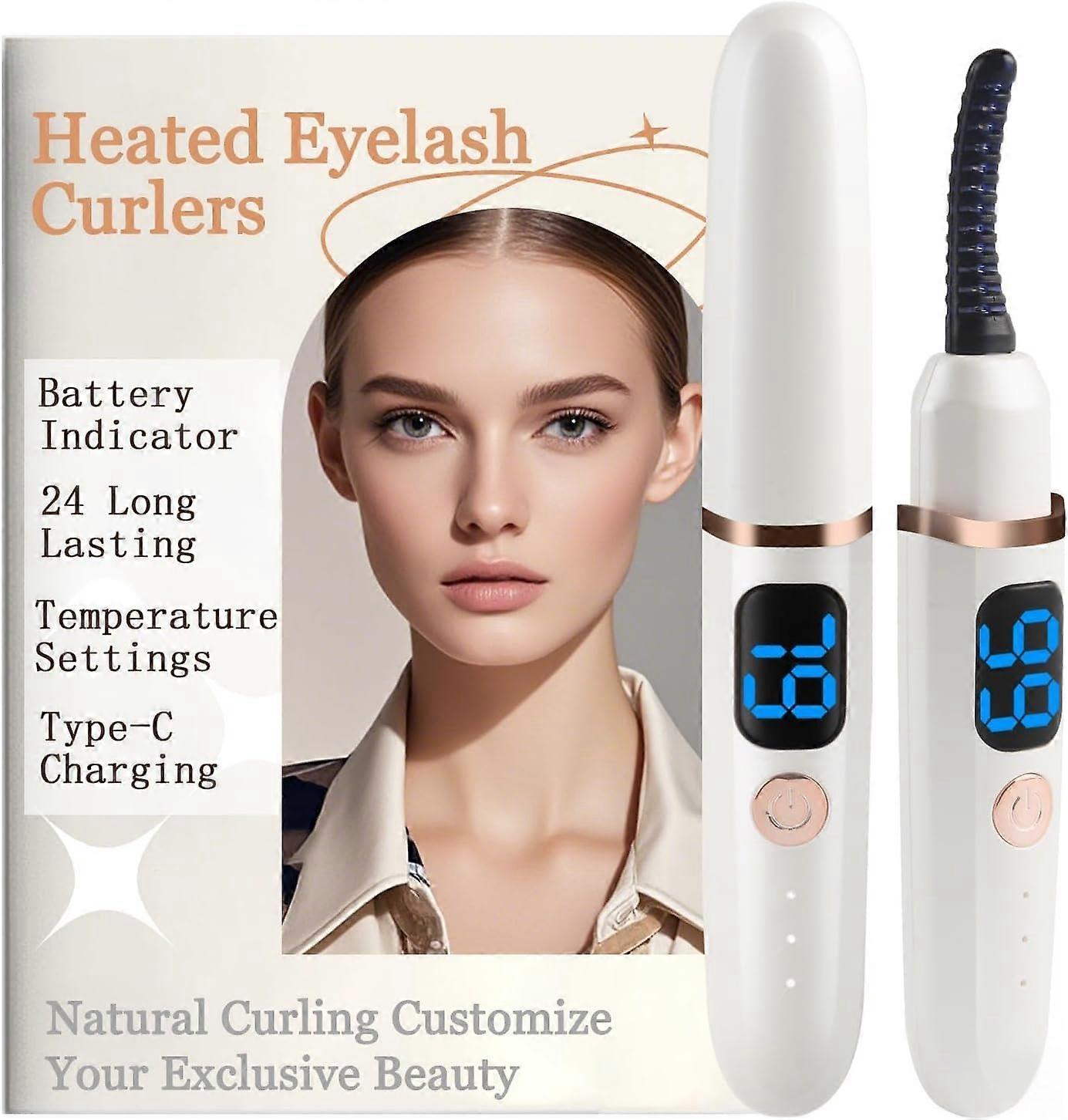 Heated Eyelash Curler with Battery Indicator, Electric Lash Curler 3 Temp Modes USB Rechargeable