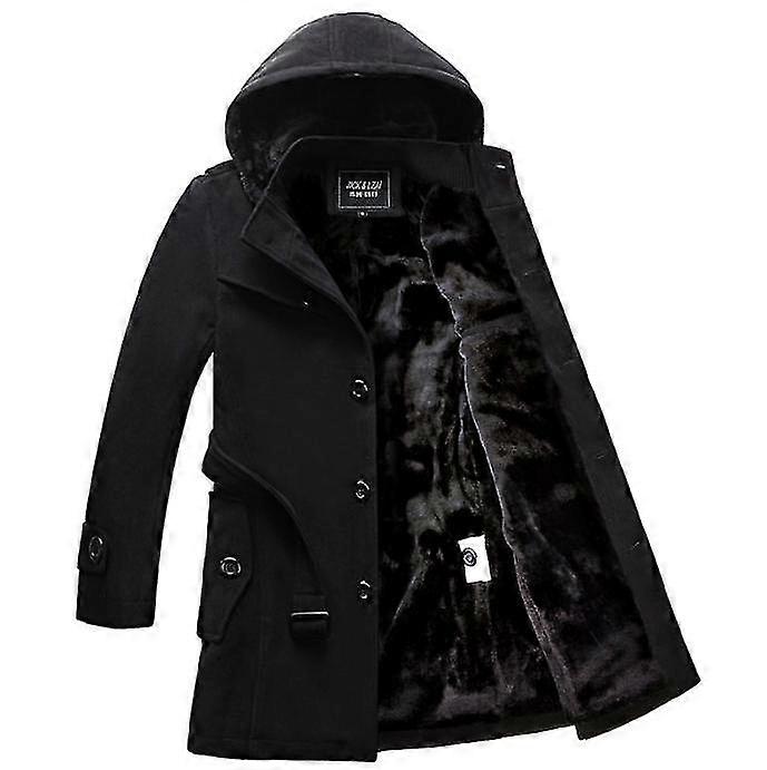 Men's Winter Wool Hooded Coat for Windproof Warmth