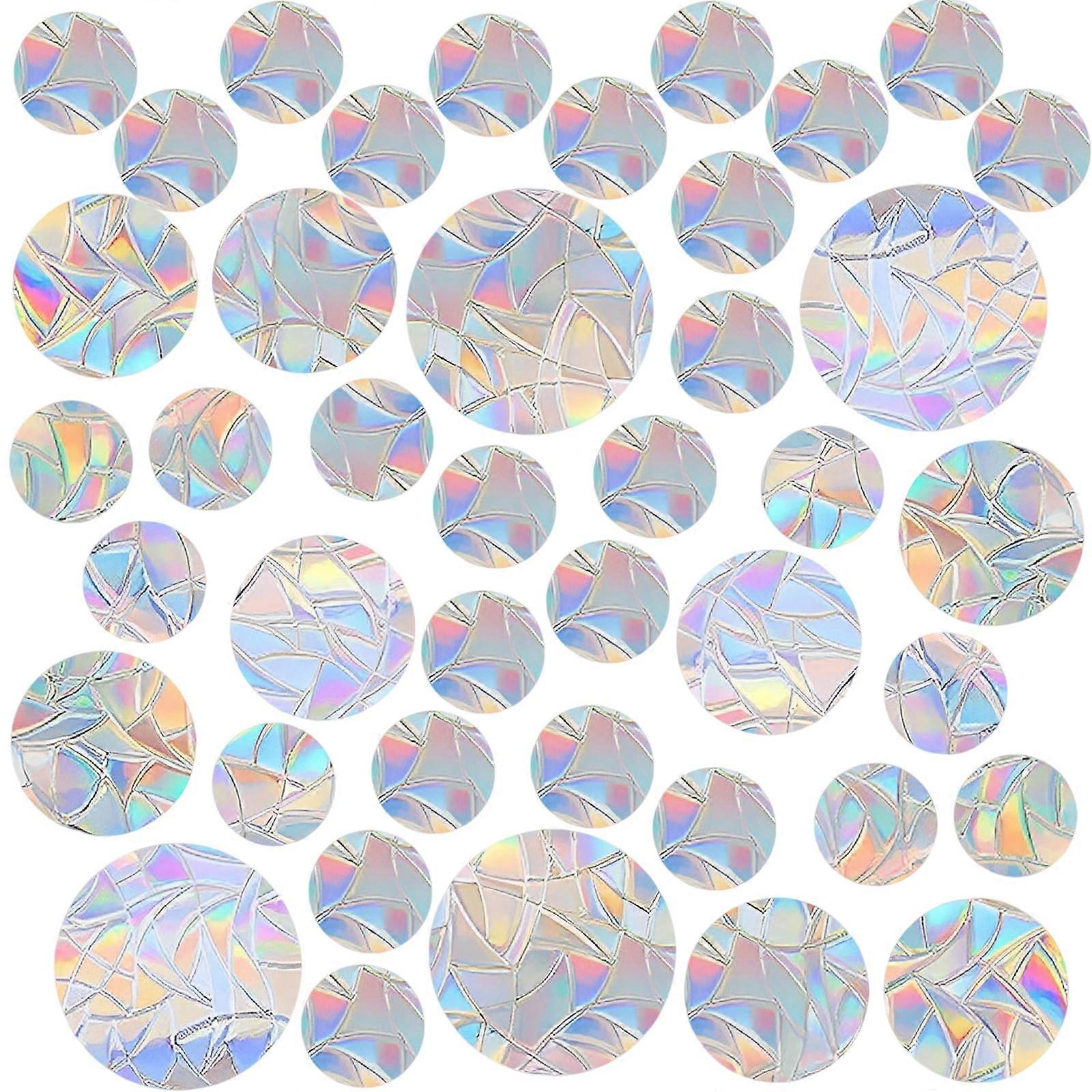 42 PCS Round Rainbow Bird Window Decals, AntiCollision Static Clings for BirdSafe Glass