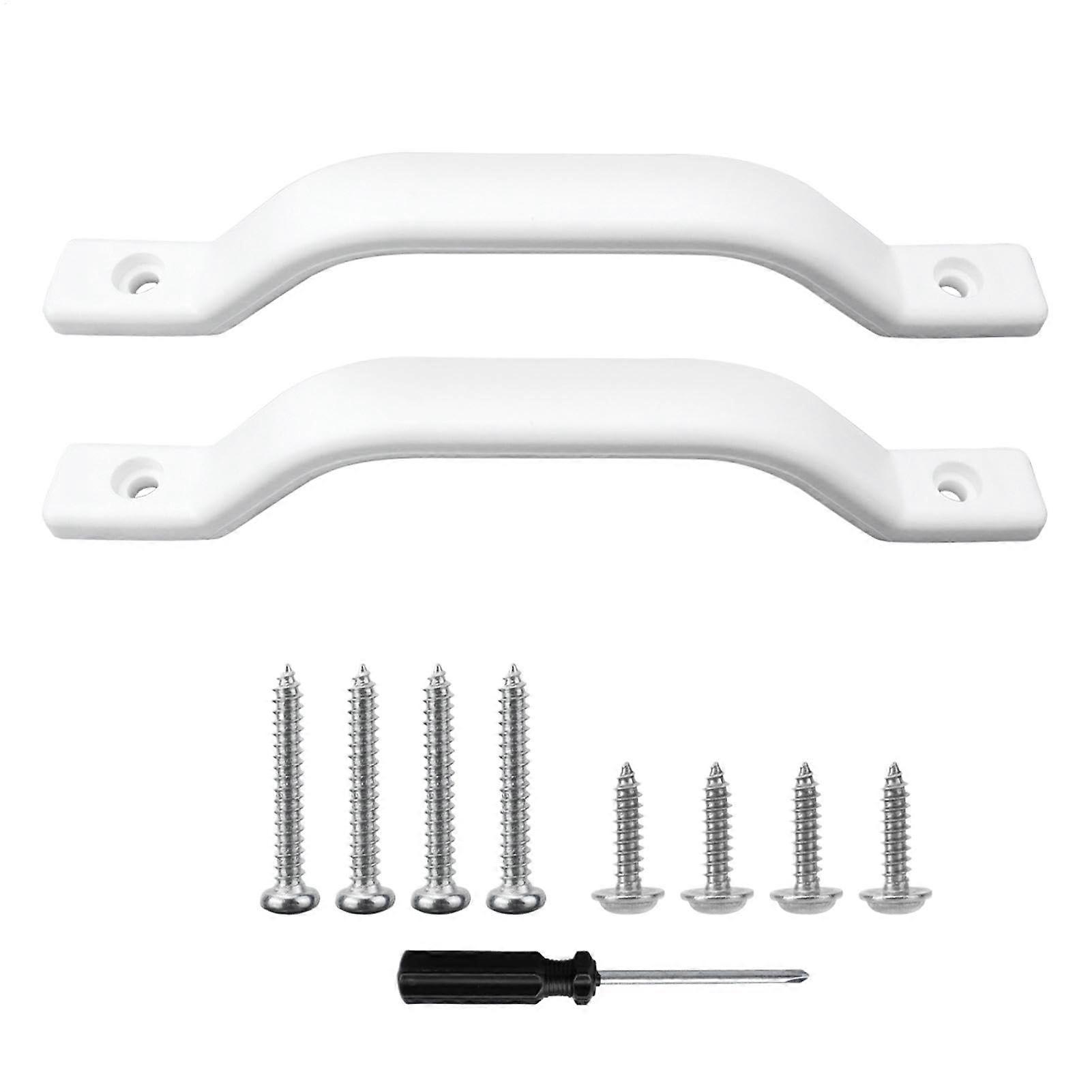 White RV Grab Handle with Screws, Sturdy Boat Deck Pull Handle, Ergonomic NonSlip Grip