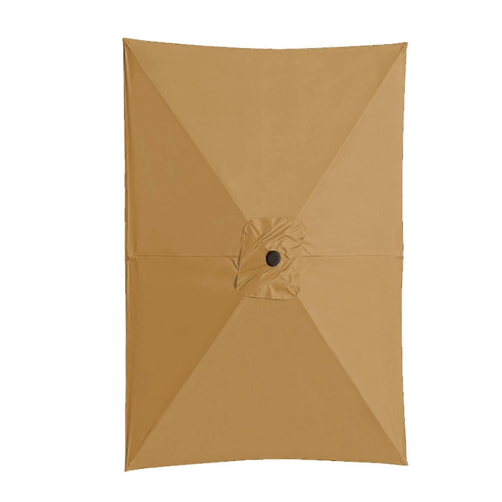 Patio Umbrella Replacement Canopy 6.6x10 Ft Waterproof UV30+ Rectangular Outdoor Cover Khaki