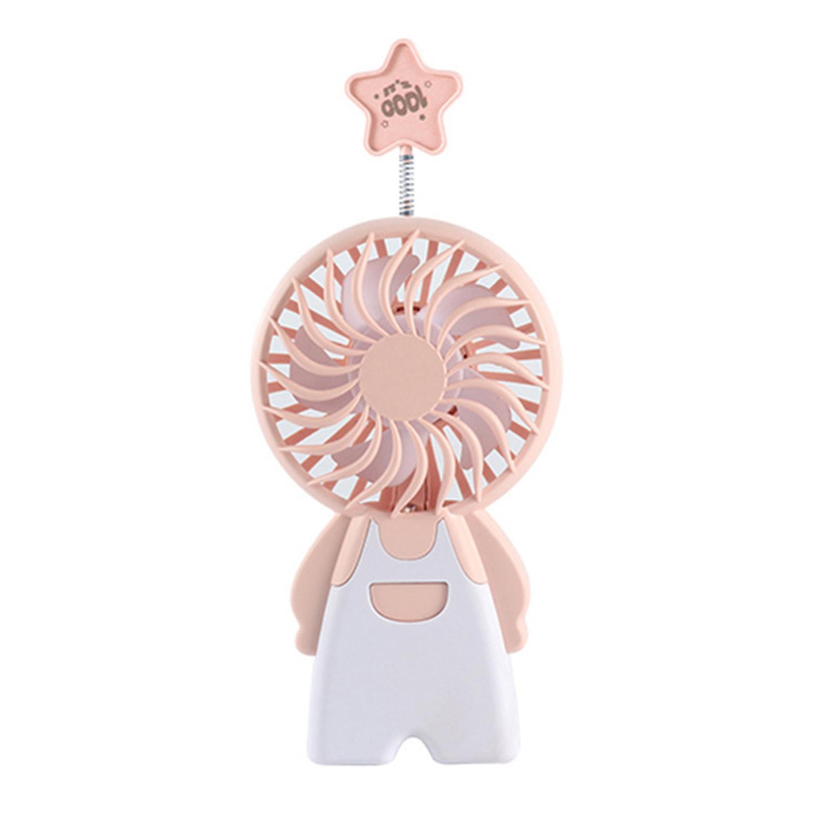Handheld Fan Kartoon Shape Rechargeable Usb With Stabilizing Stand