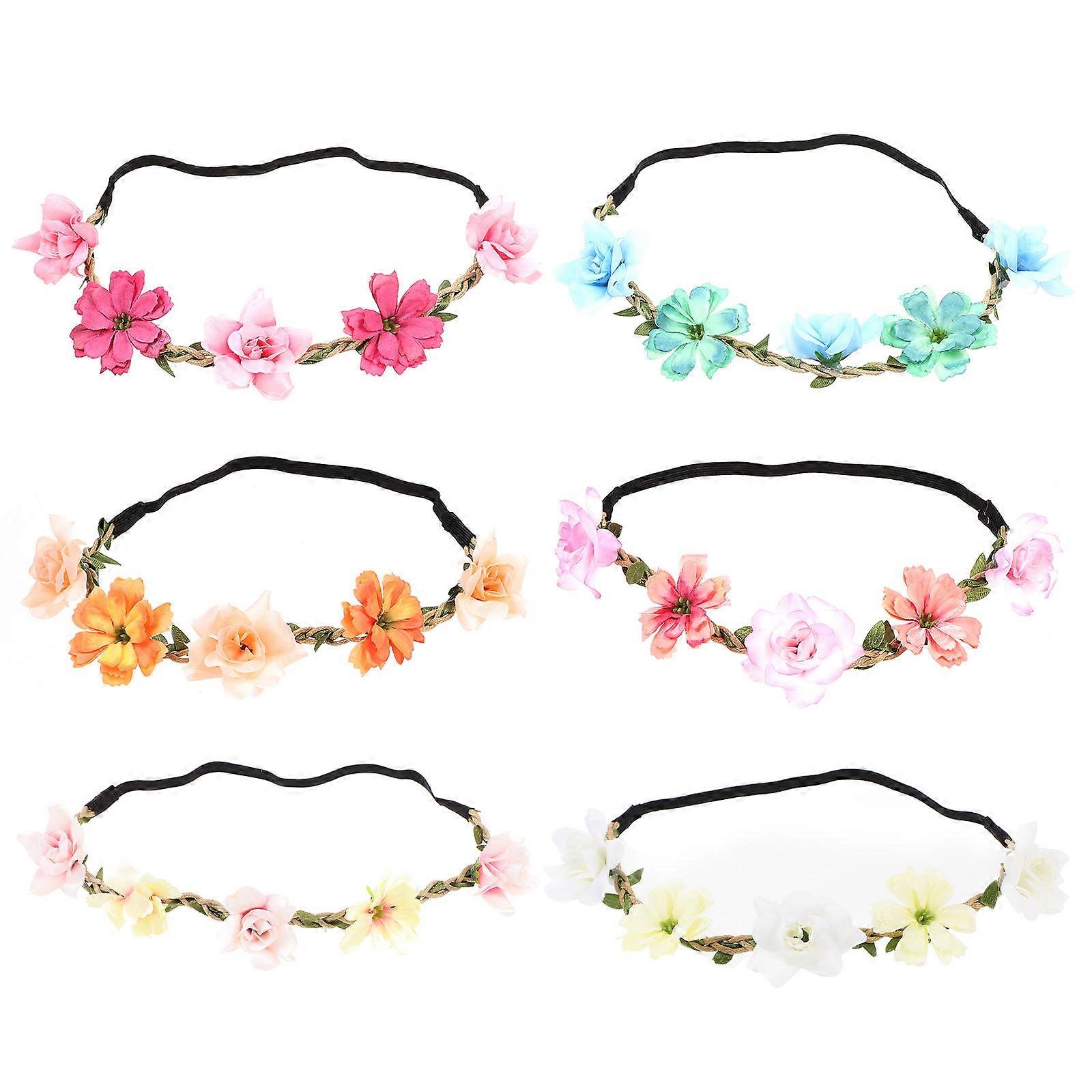 Bridal Flower Crown for Wedding 6Pcs Flower Headband Assorted