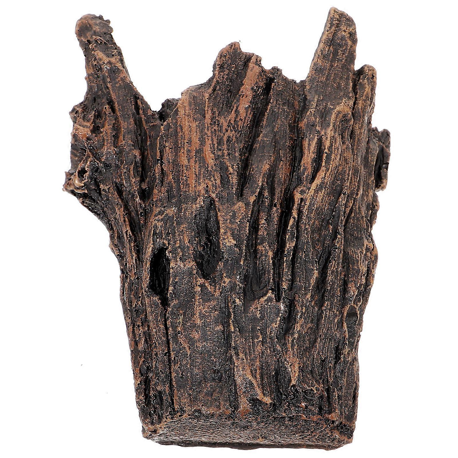 Resin Fish Hideaway Tree Hole for Decor Dark Brown Aquarium