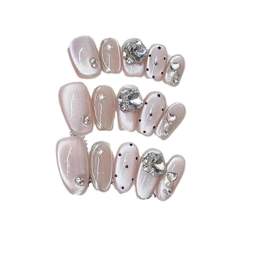 Handmade Press On Nails Short Square Reusable Moonlight Design Elegant Pattern S Size