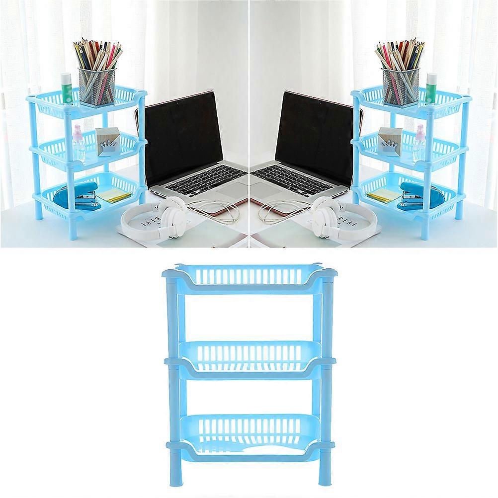 Bathroom Shelf Square Storage Rack for Organizing 3-Layers Holder Blue
